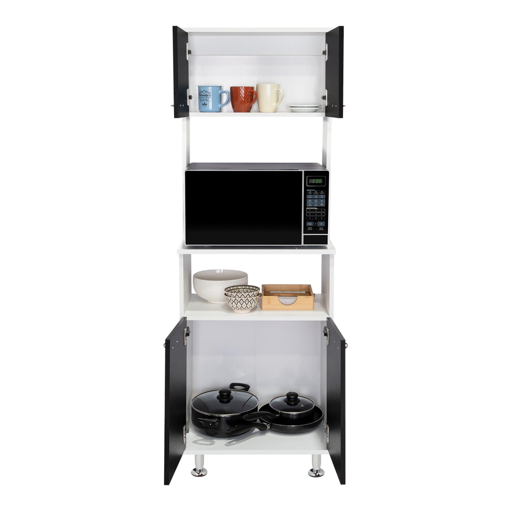 MUEBLE MICROONAD 4 PUERTAS FM-011B BLANCO Y NEGRO-2
