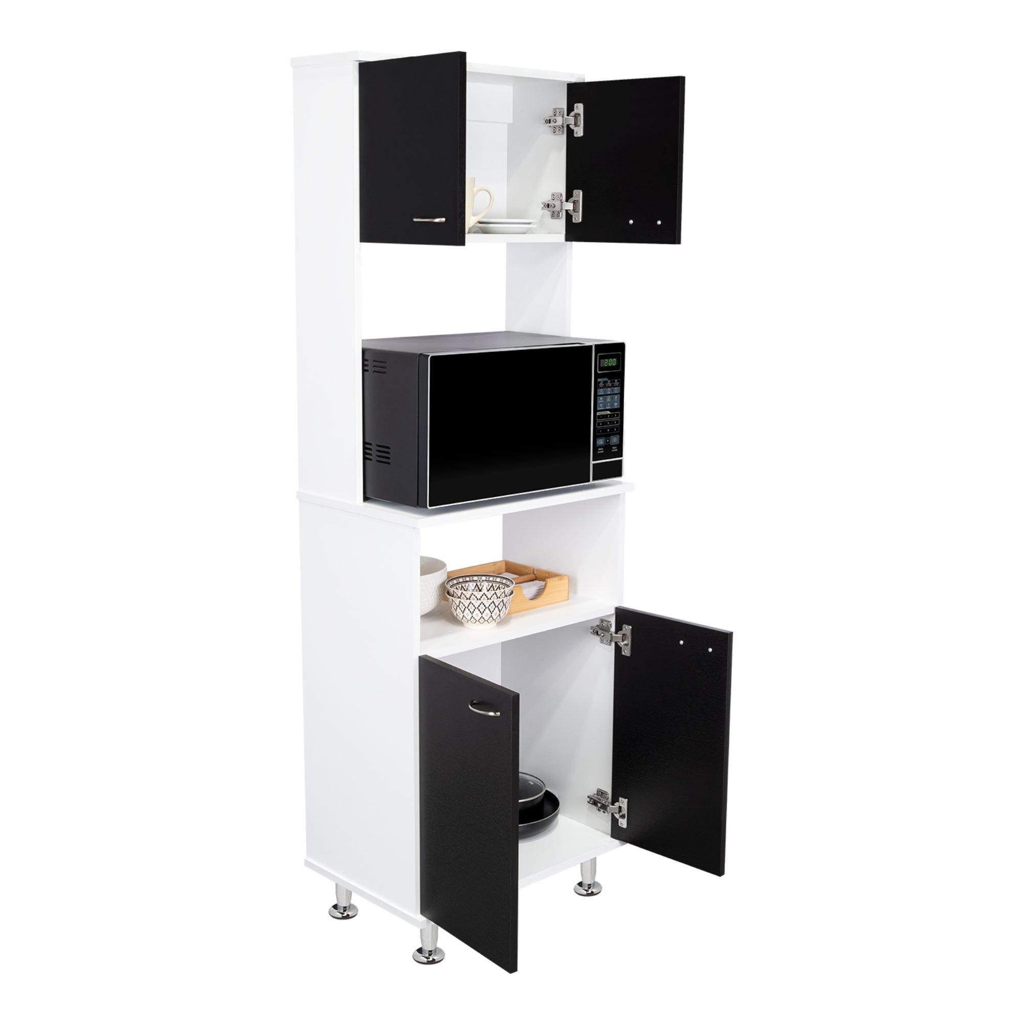 MUEBLE MICROONAD 4 PUERTAS FM-011B BLANCO Y NEGRO-3