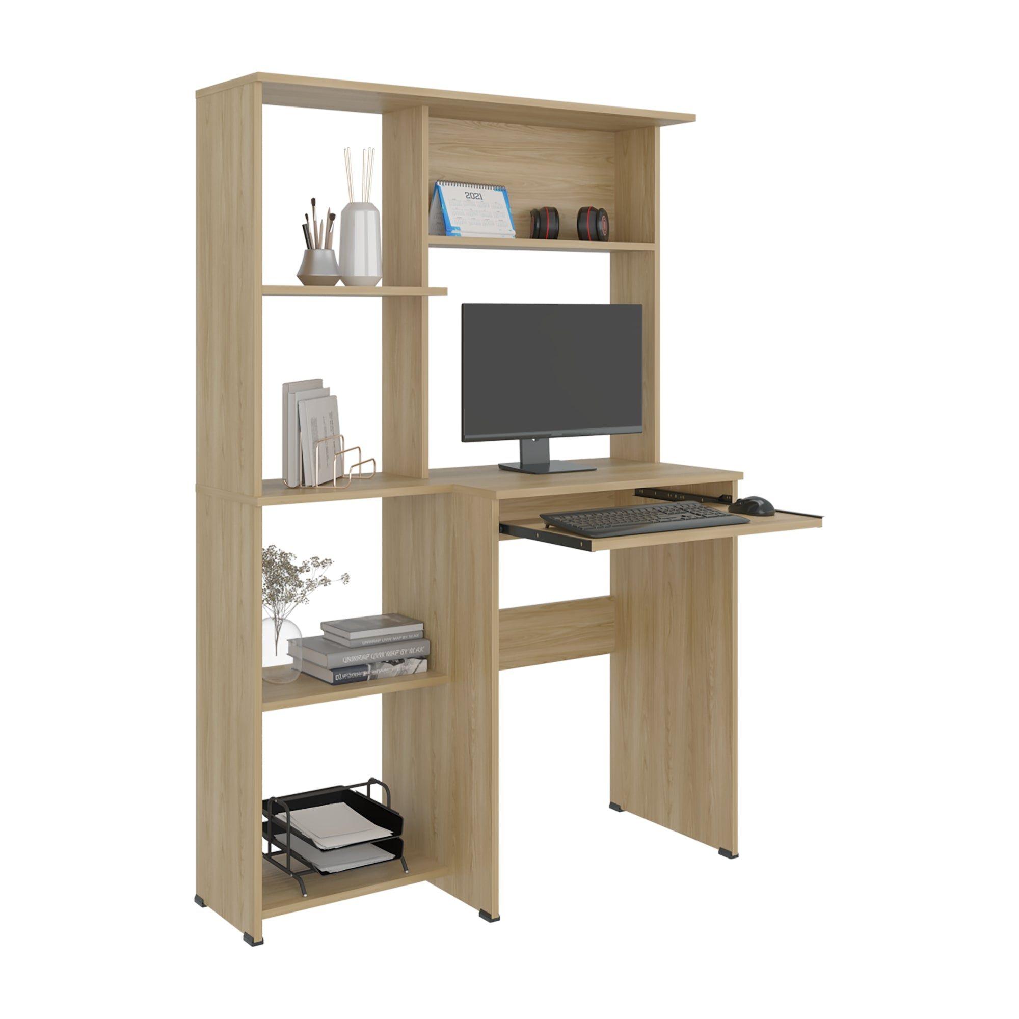 Escritorio Con Portateclado Y Biblioteca Incorporada 150X100X40 Cm-2