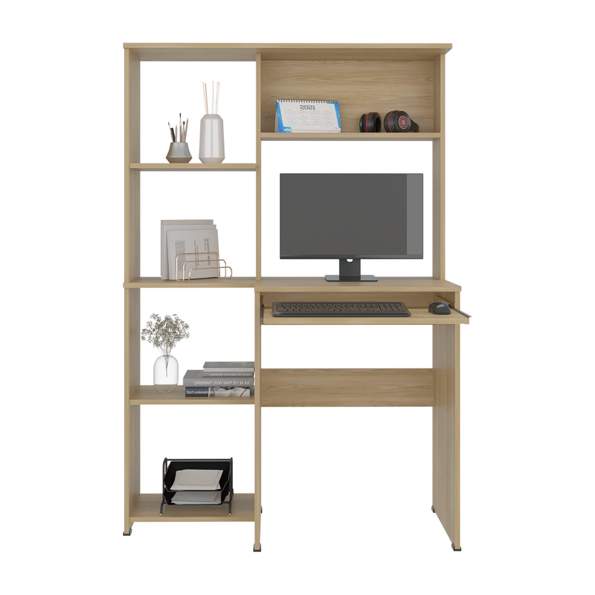 Escritorio Con Portateclado Y Biblioteca Incorporada 150X100X40 Cm-3