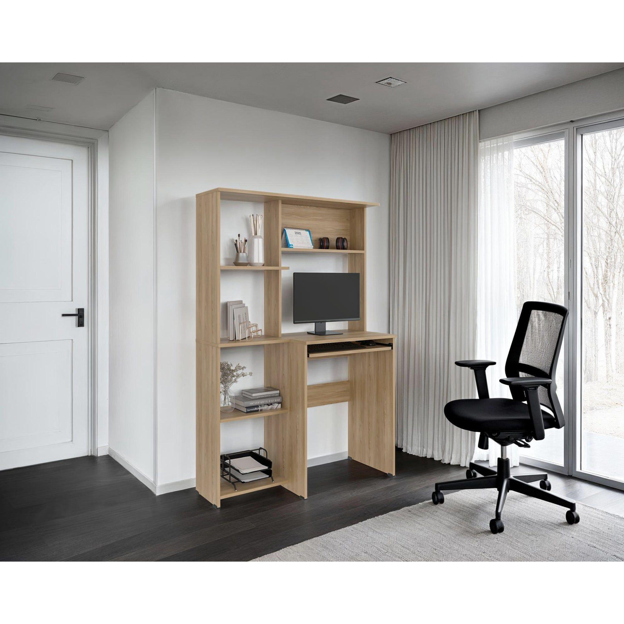 Escritorio Con Portateclado Y Biblioteca Incorporada 150X100X40 Cm-4