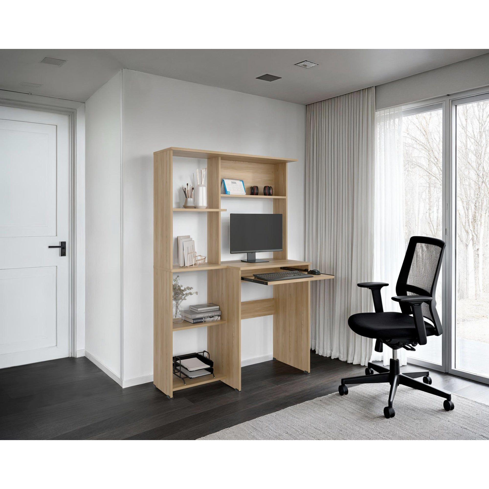 Escritorio Con Portateclado Y Biblioteca Incorporada 150X100X40 Cm-5