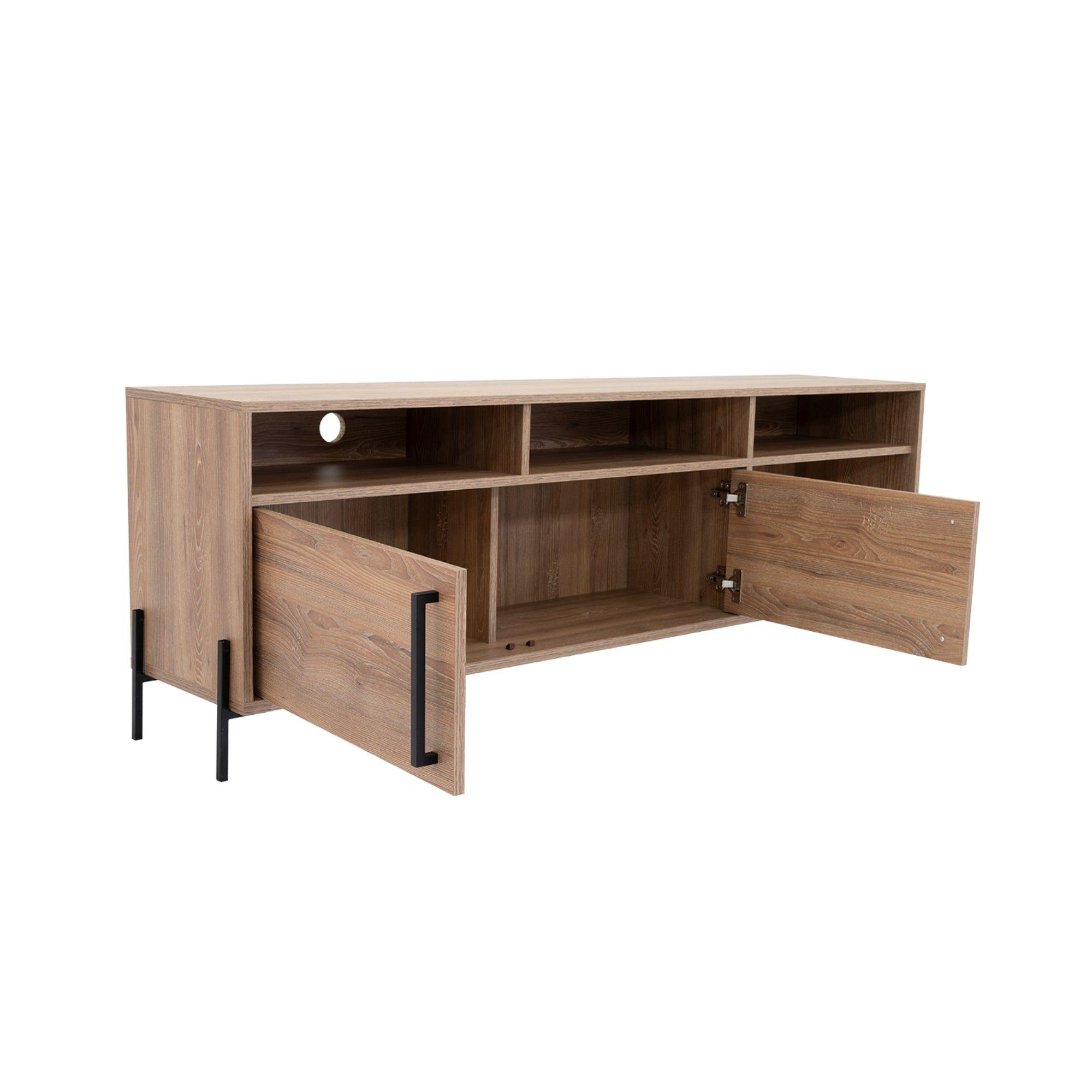 Mesa De Tv 70" Con 2 Puertas 53,4X158,5X34,6 Cm Café Claro-2
