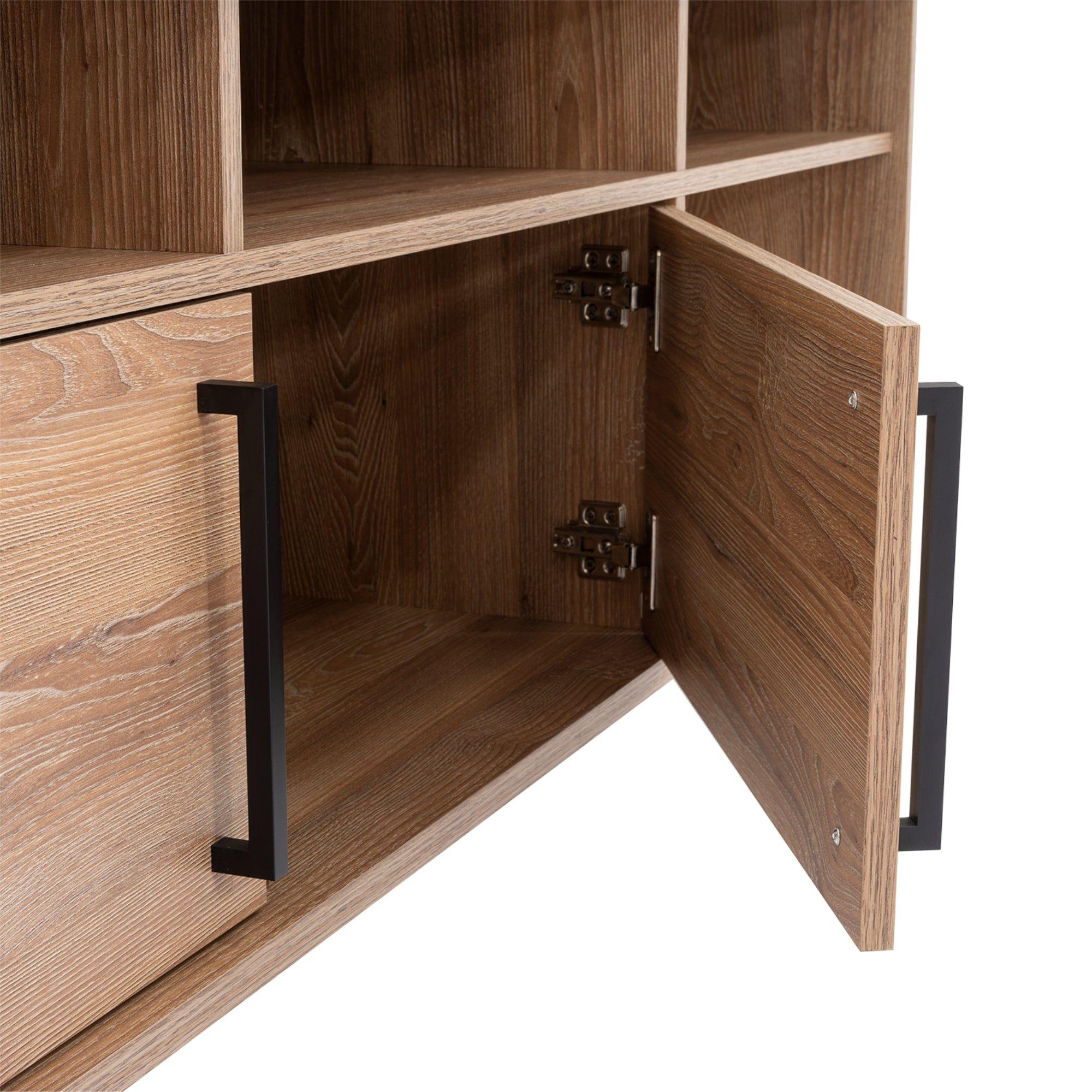 Mesa De Tv 70" Con 2 Puertas 53,4X158,5X34,6 Cm Café Claro-5