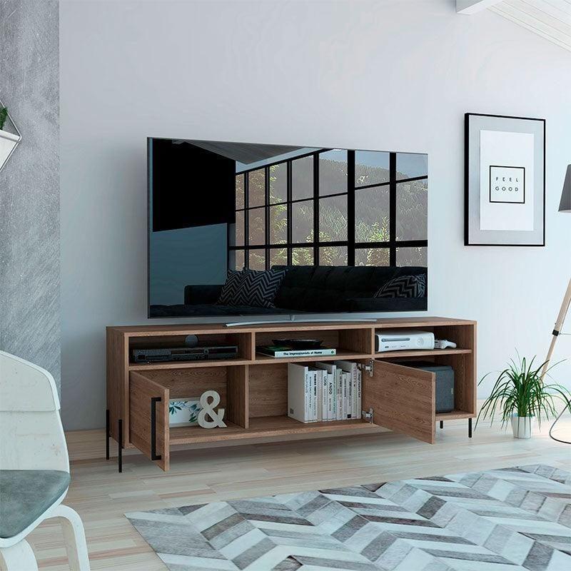 Mesa De Tv 70" Con 2 Puertas 53,4X158,5X34,6 Cm Café Claro-8
