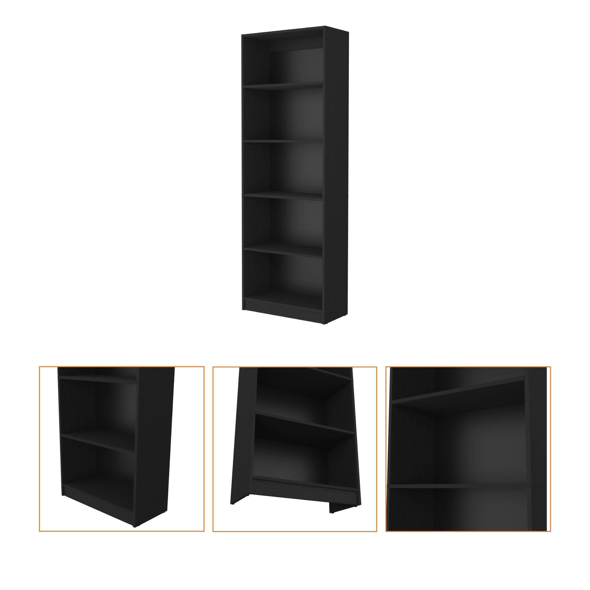 LIBRERO ESTANTE 5 REPISAS MELAMINA FM-019N NEGRO-2