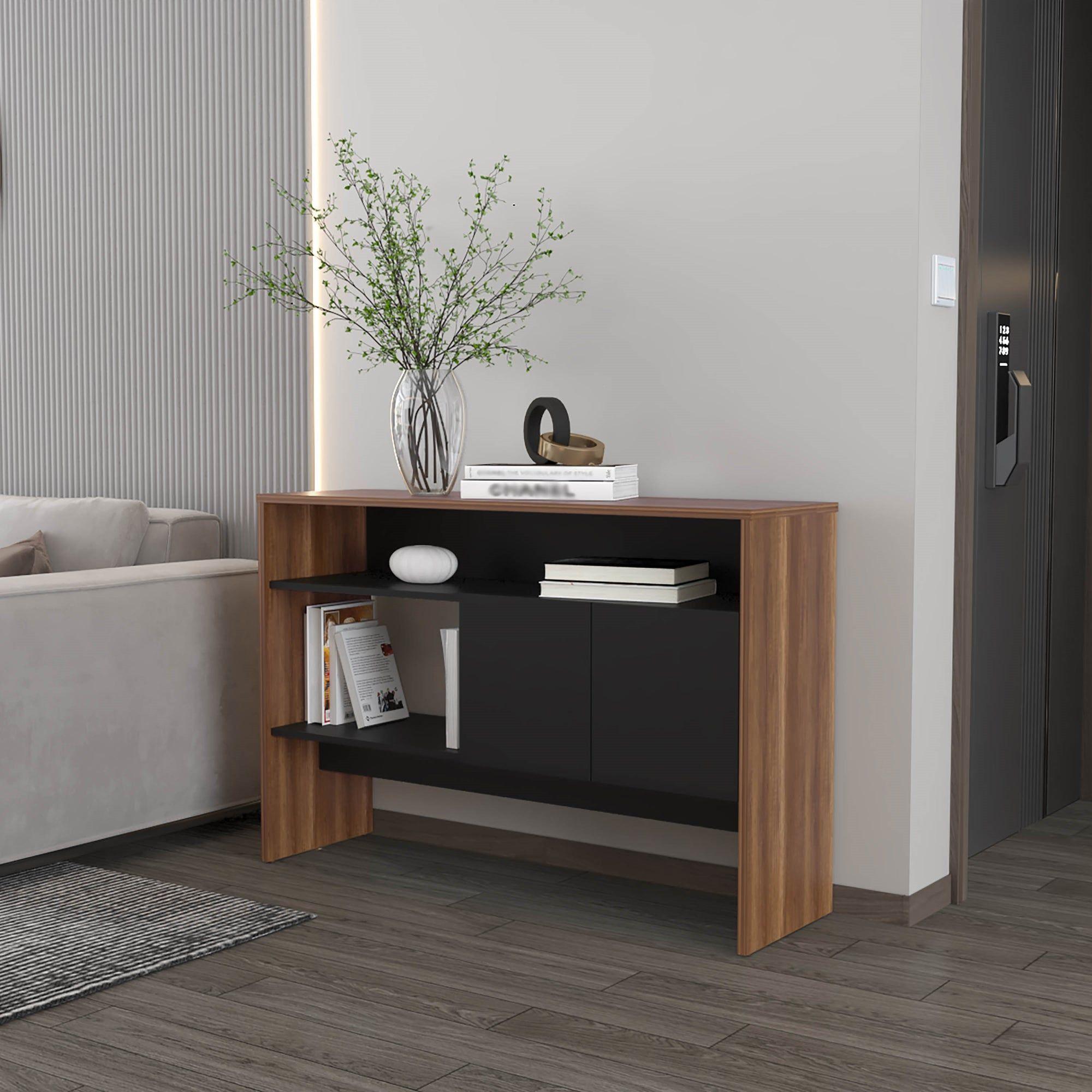 ARRIMO 2 PUERTAS 80X120X35 CM FM-002C - CAFE CLARO / NEGRO-4