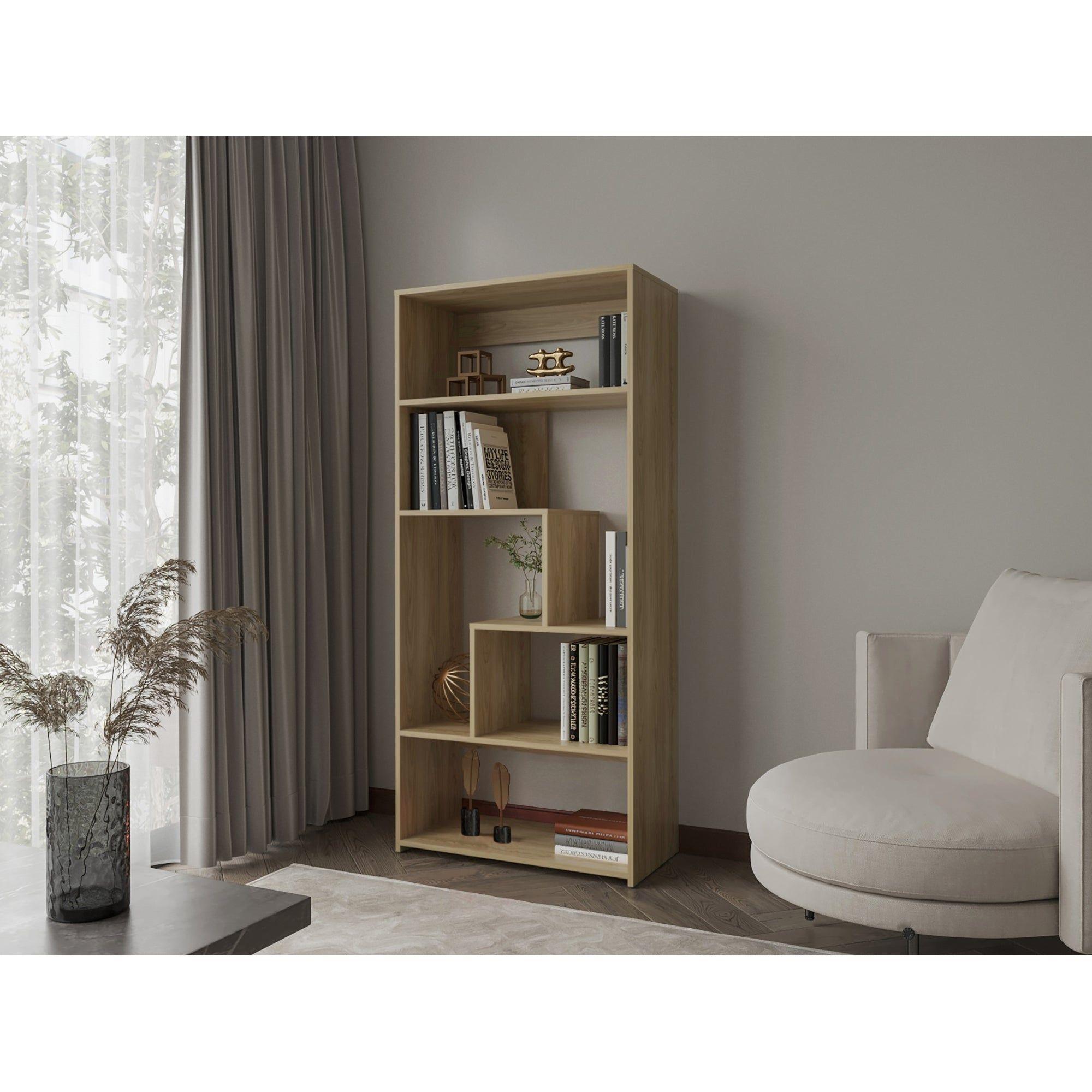 Biblioteca Estante 160X73X35 Cm Café Claro-4