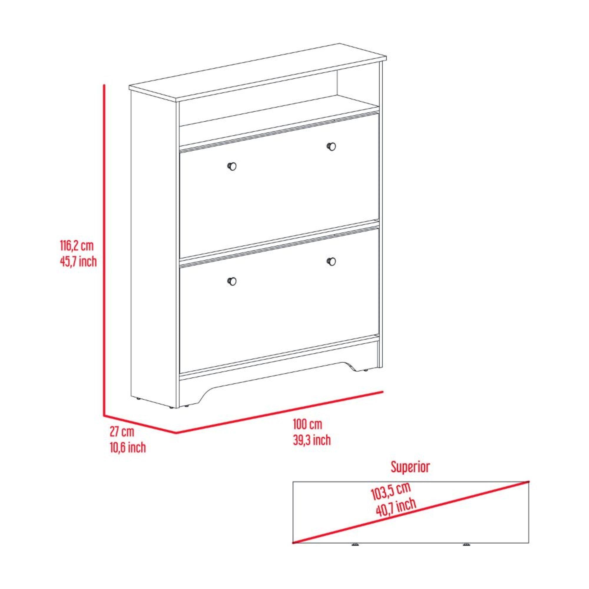 COMODA ZAPATERO 2 PUERTAS FM-017B - BLANCO Y CAFE CLARO-6