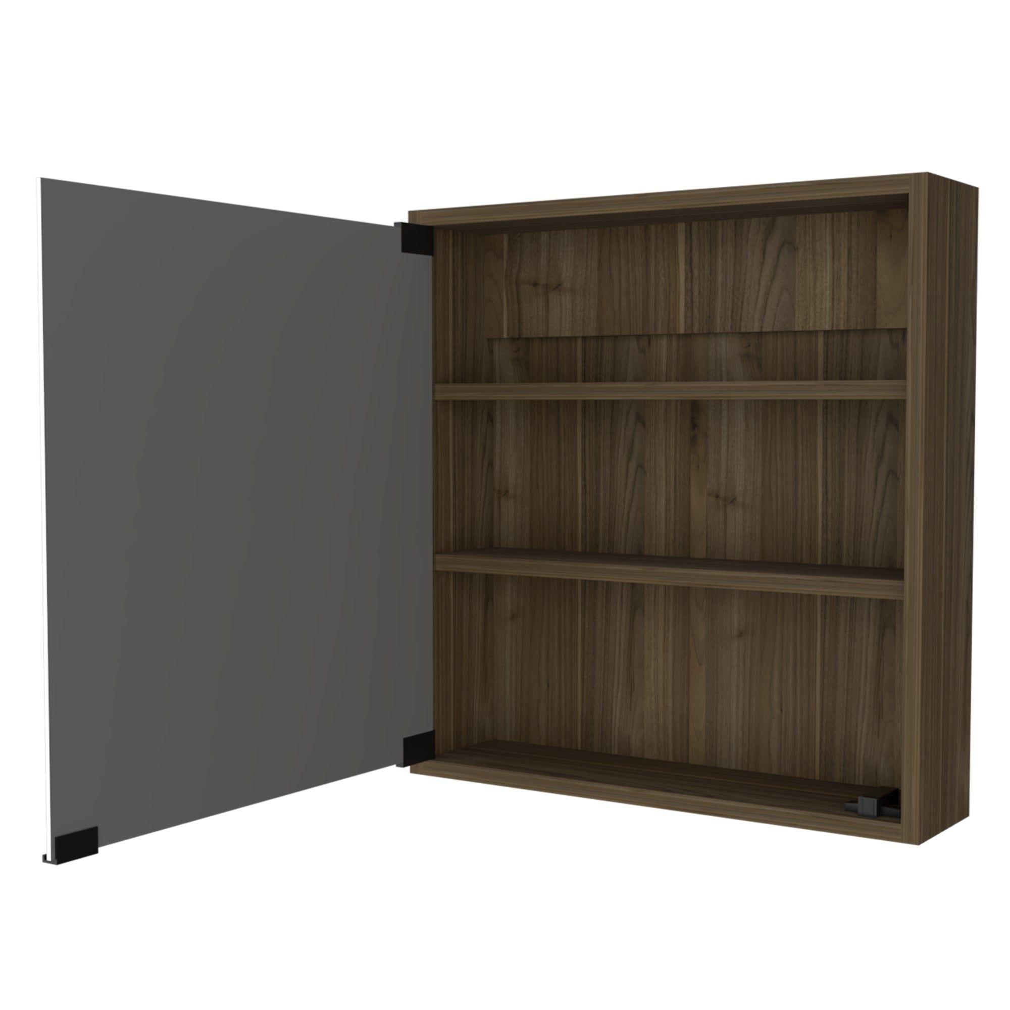 Mueble Botiquin De Baño Con Espejo 53X50X12.5 Cm Café Oscuro-2