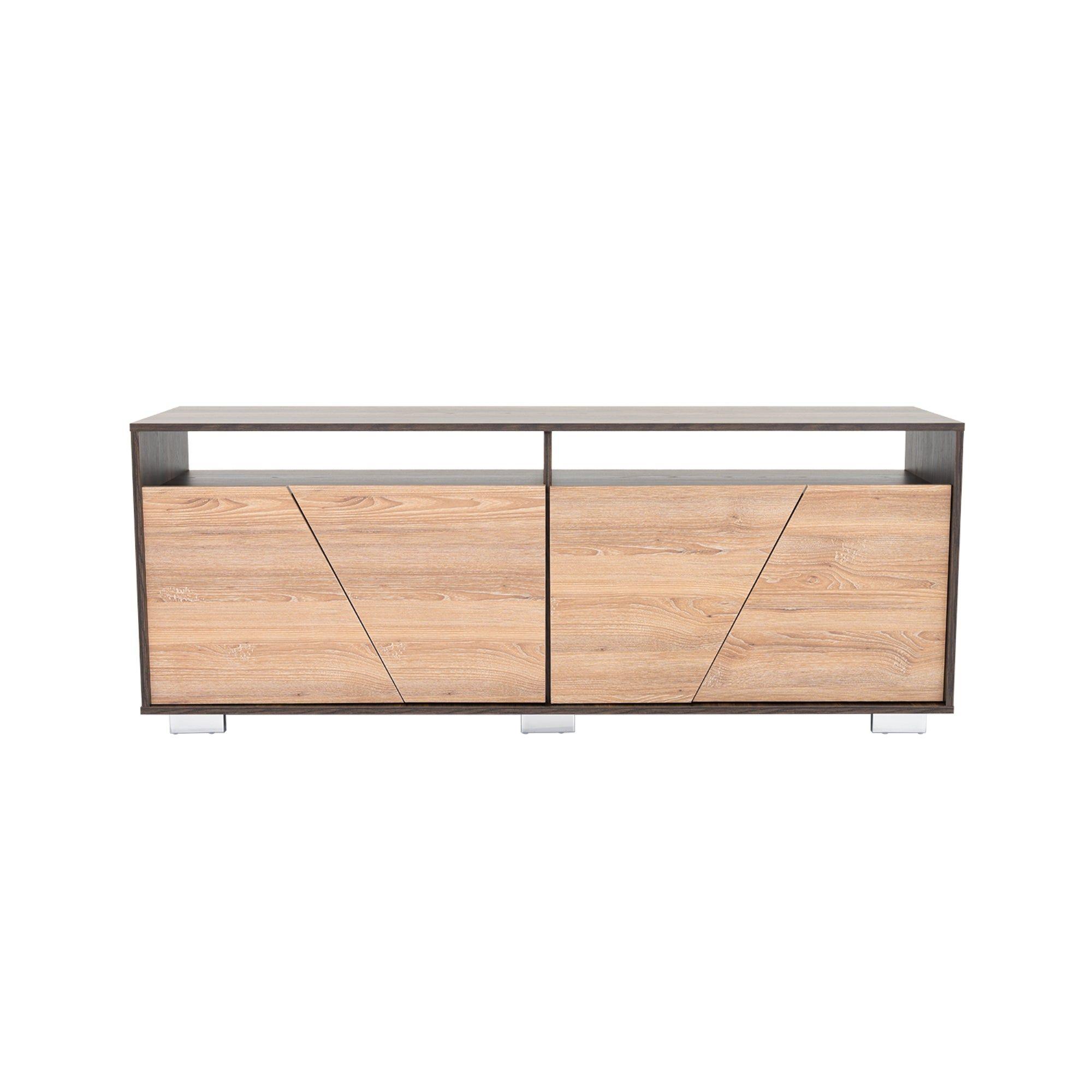 Rack Tv 70" 4 Puertas Fm-010C Cafe Claro Y Café Oscuro-2