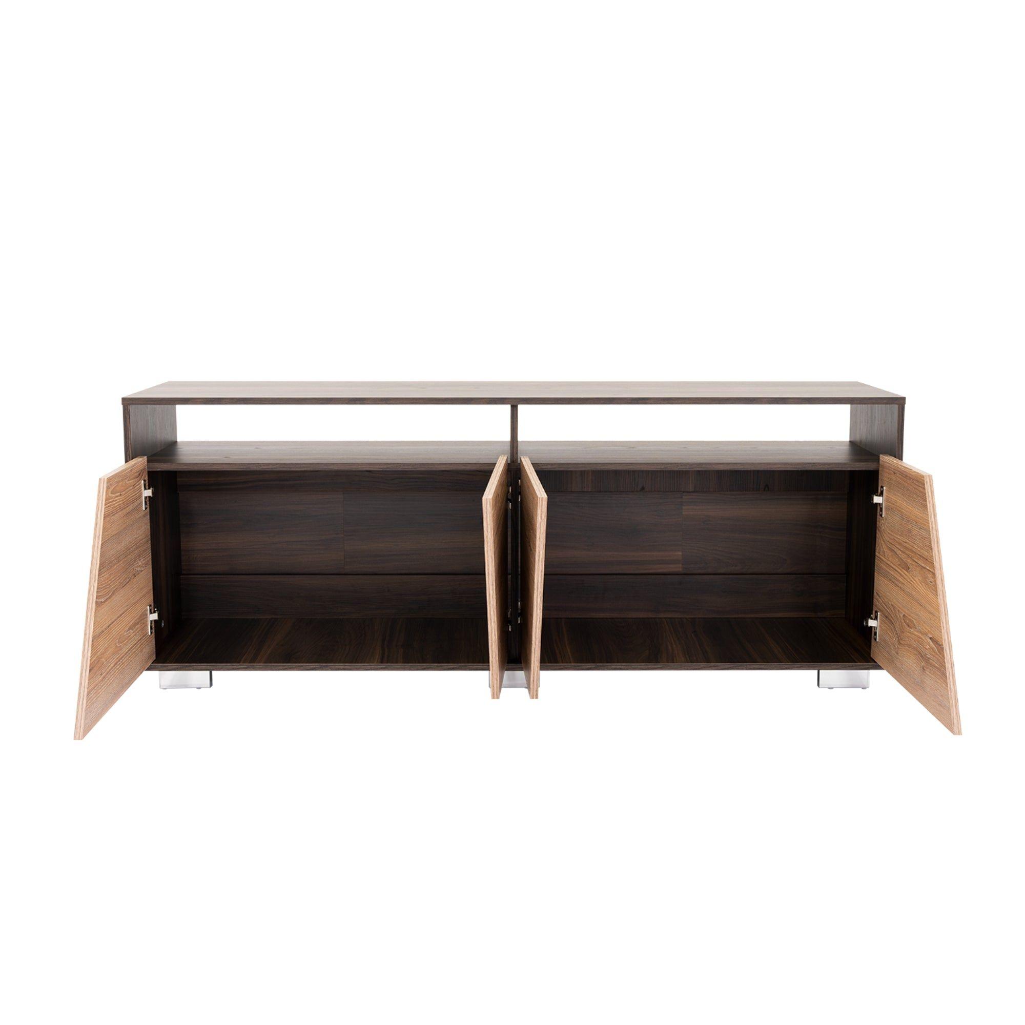 Rack Tv 70" 4 Puertas Fm-010C Cafe Claro Y Café Oscuro-3