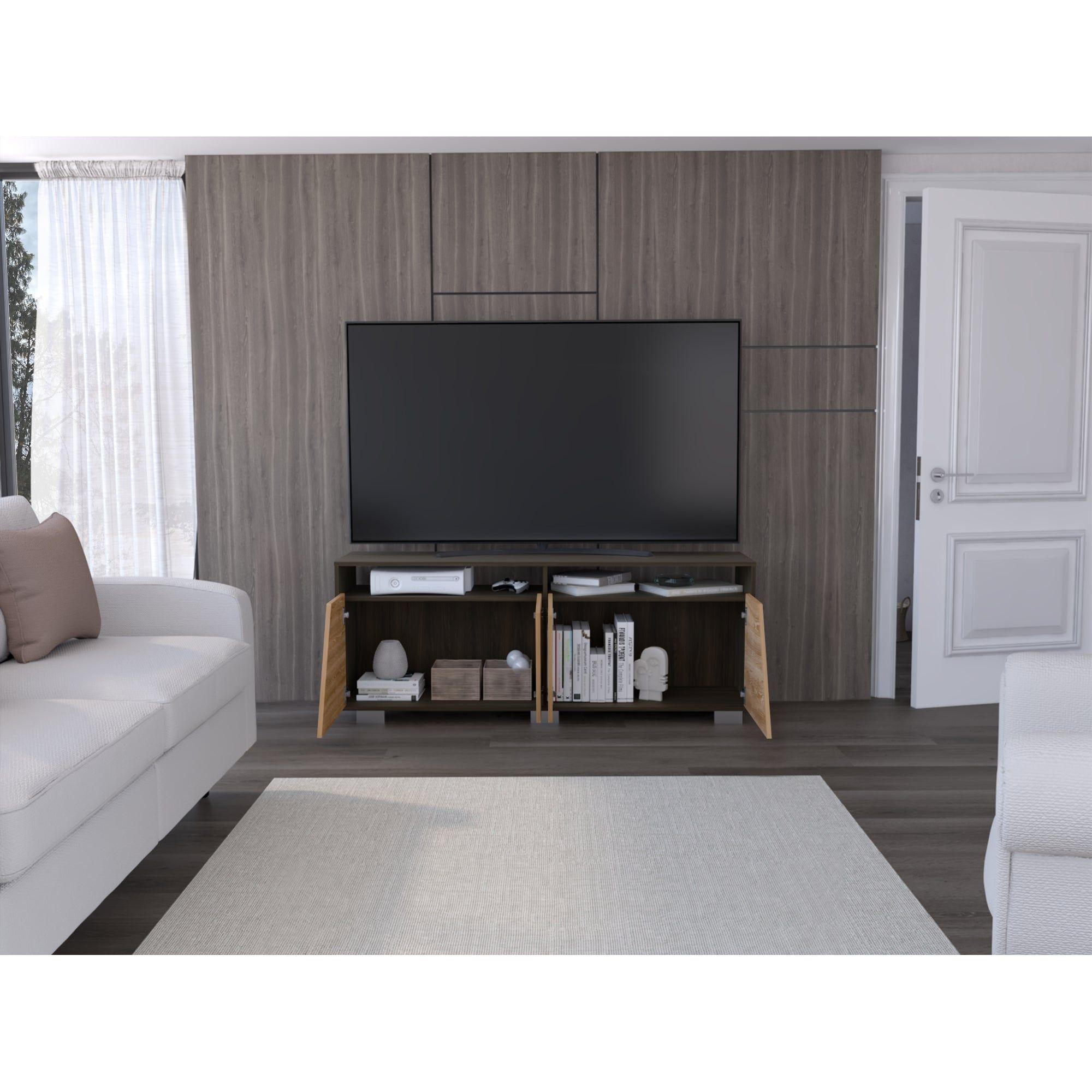 Rack Tv 70" 4 Puertas Fm-010C Cafe Claro Y Café Oscuro-6