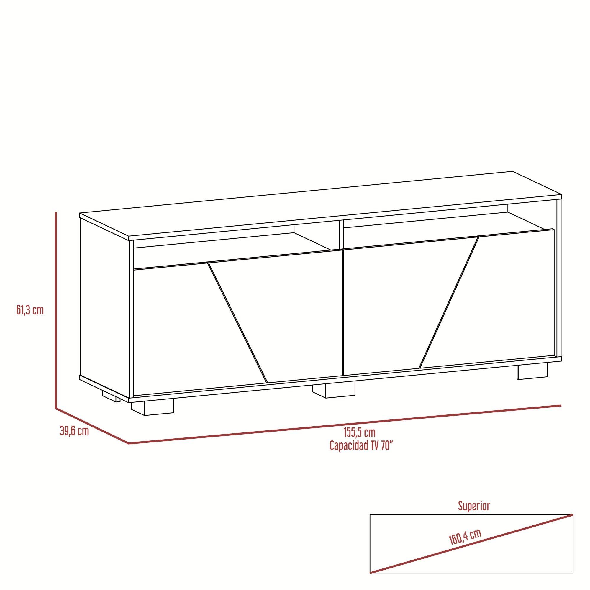 Rack Tv 70" 4 Puertas Fm-010C Cafe Claro Y Café Oscuro-7