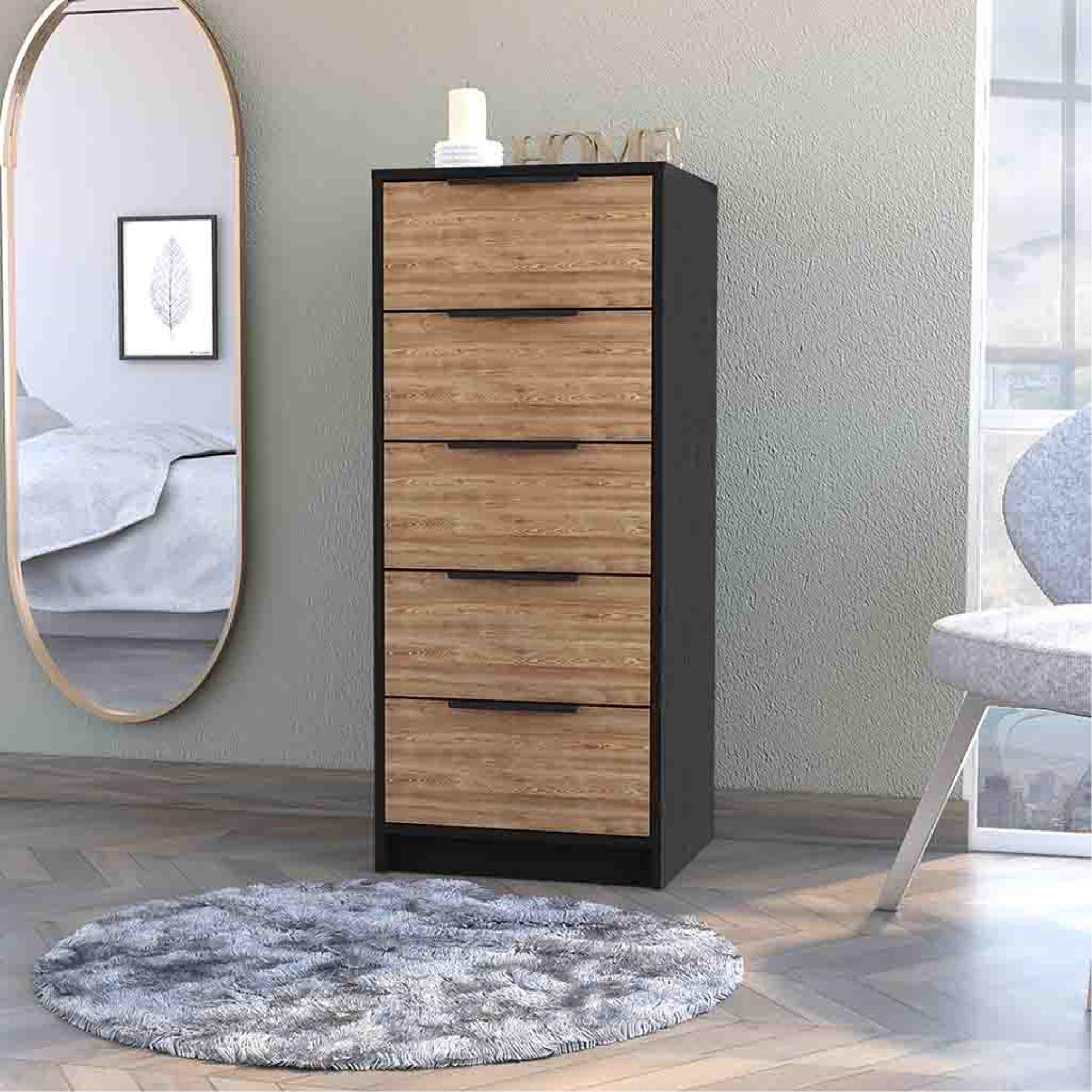 COMODA 5 CAJONES FM-002N - NEGRO-4
