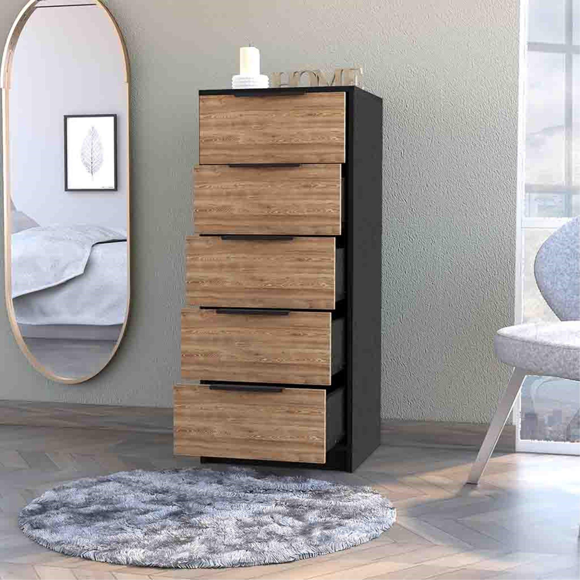 COMODA 5 CAJONES FM-002N - NEGRO-5
