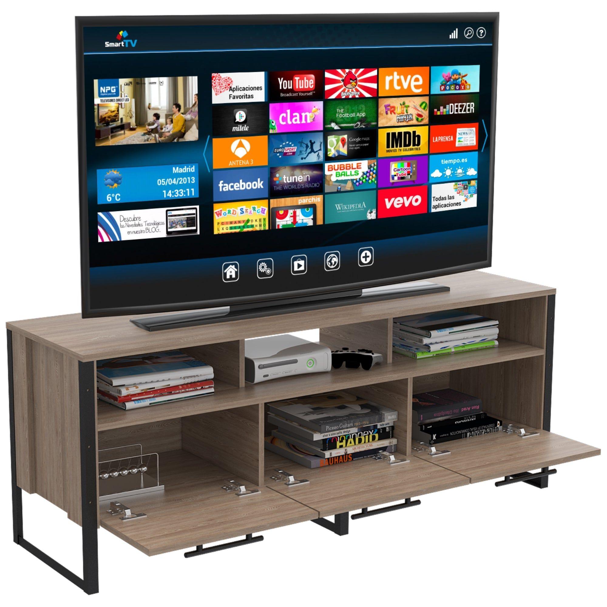 RACK TV 60" CON 3 PUERTAS Y 3 REPISAS FM-009C - CAFE CLARO-3