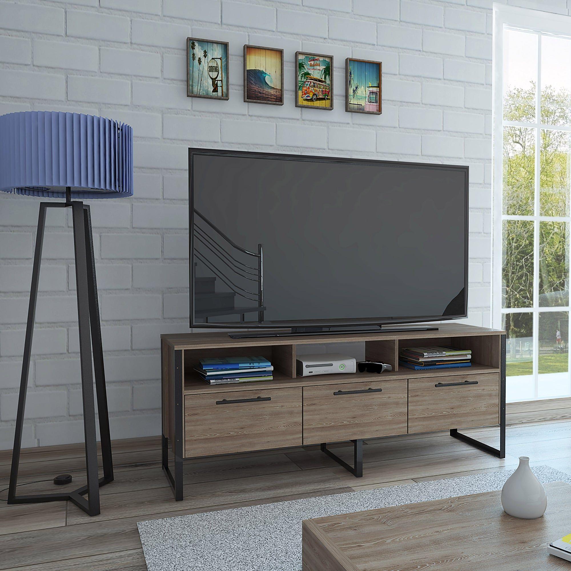 RACK TV 60" CON 3 PUERTAS Y 3 REPISAS FM-009C - CAFE CLARO-4