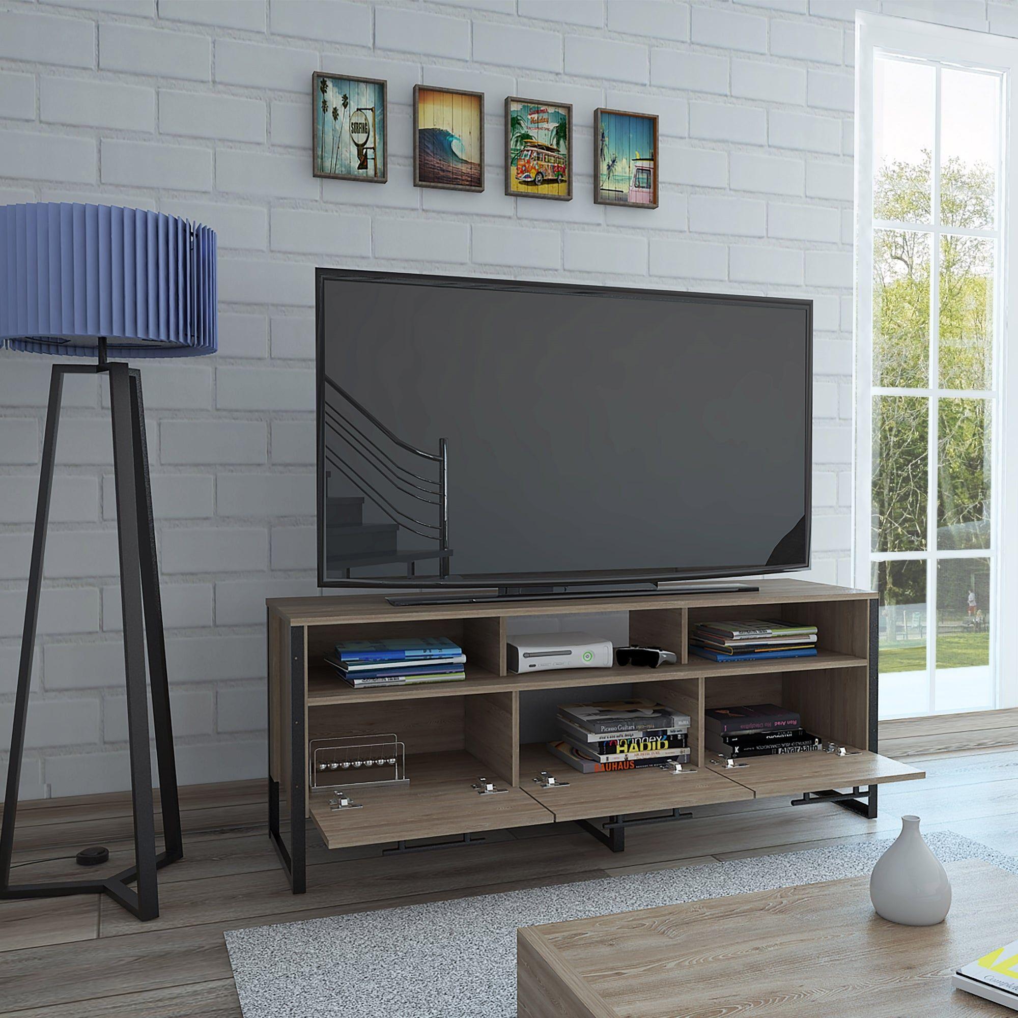 RACK TV 60" CON 3 PUERTAS Y 3 REPISAS FM-009C - CAFE CLARO-5