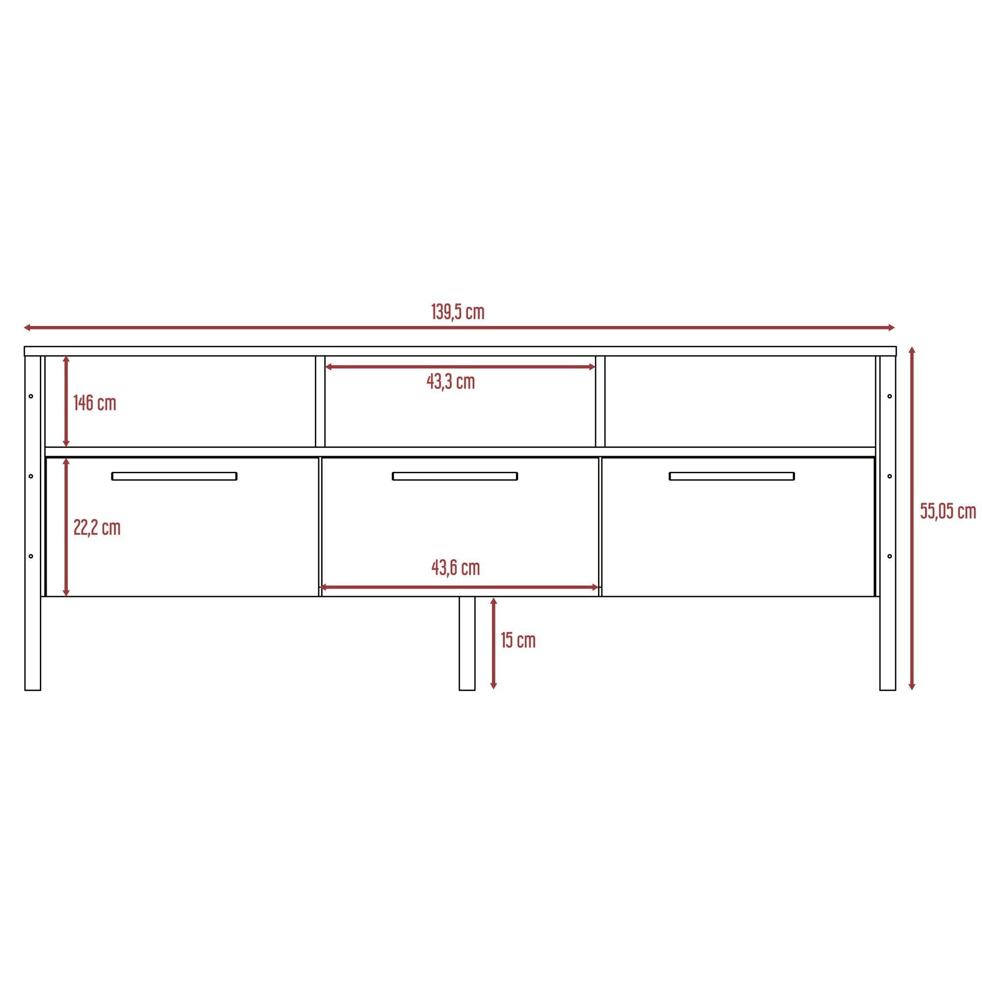 RACK TV 60" CON 3 PUERTAS Y 3 REPISAS FM-009C - CAFE CLARO-7