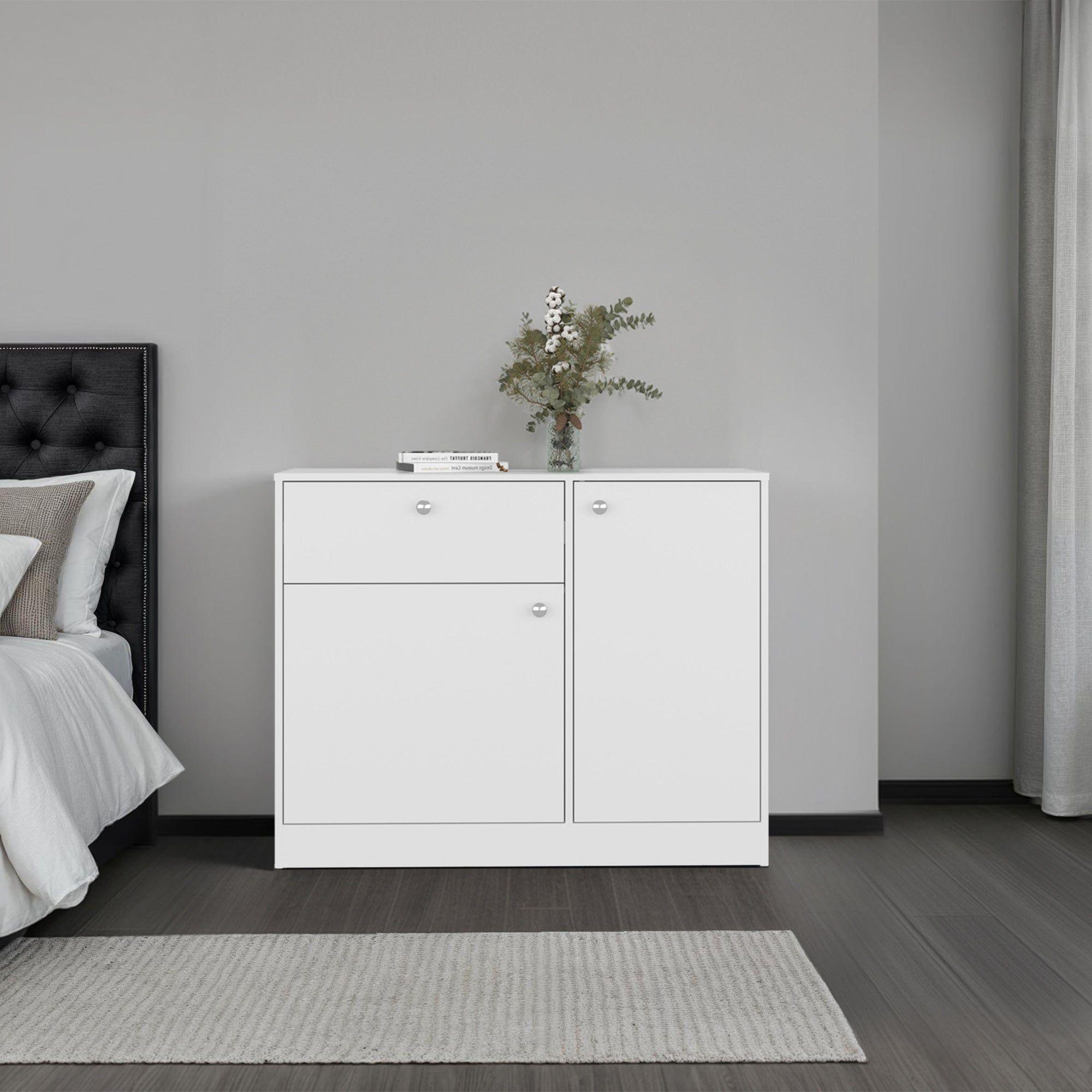 Comoda 2 Puertas 80x100x30,2 Cm Blanco-4