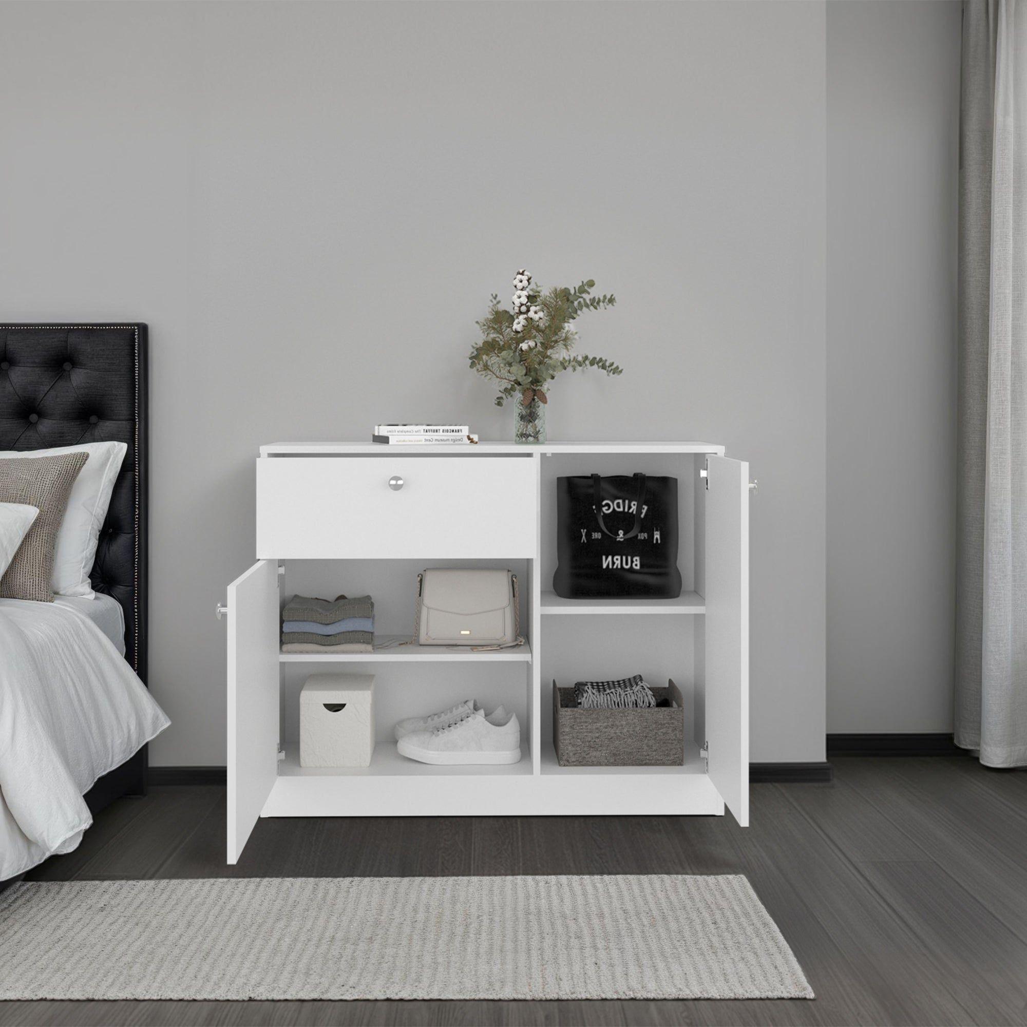 Comoda 2 Puertas 80x100x30,2 Cm Blanco-5