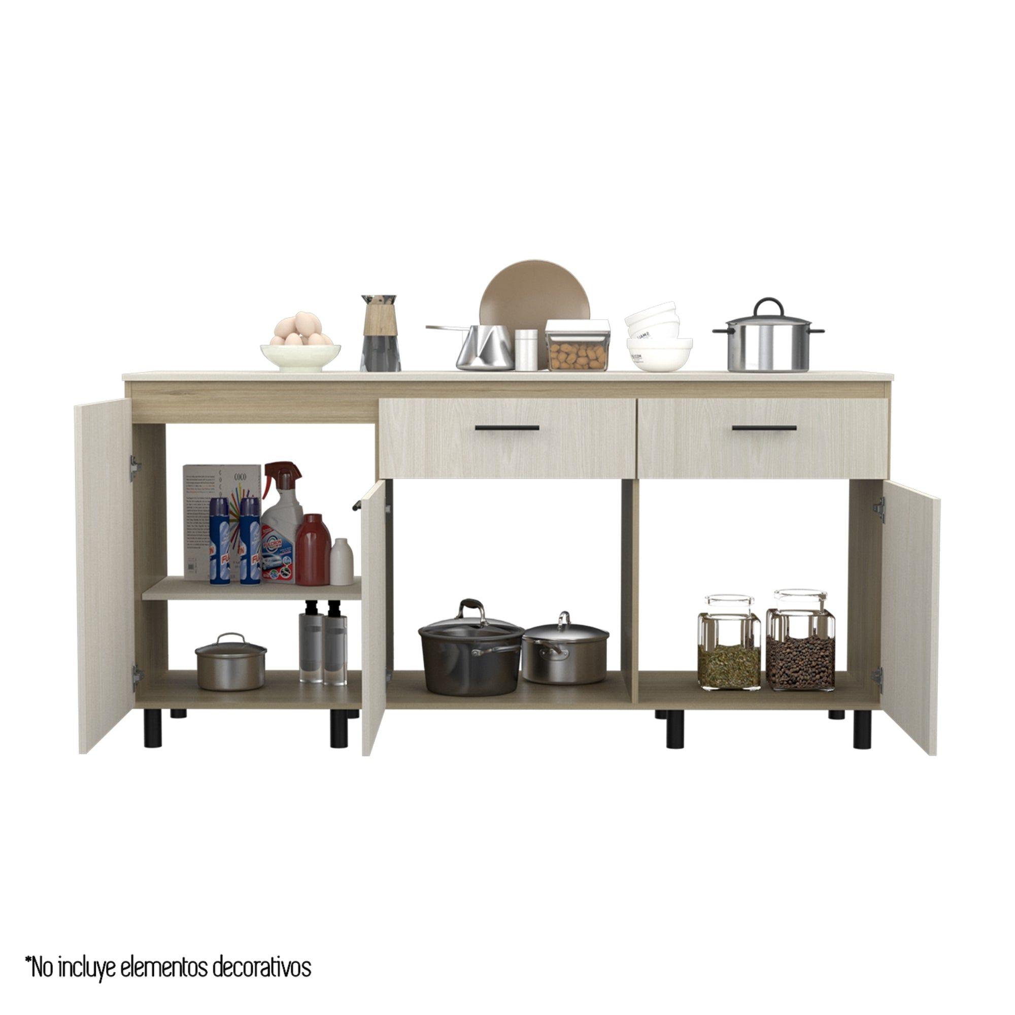 Mueble Base De Cocina 3 Puertas 2 Cajones Fm-003C Café Claro-2