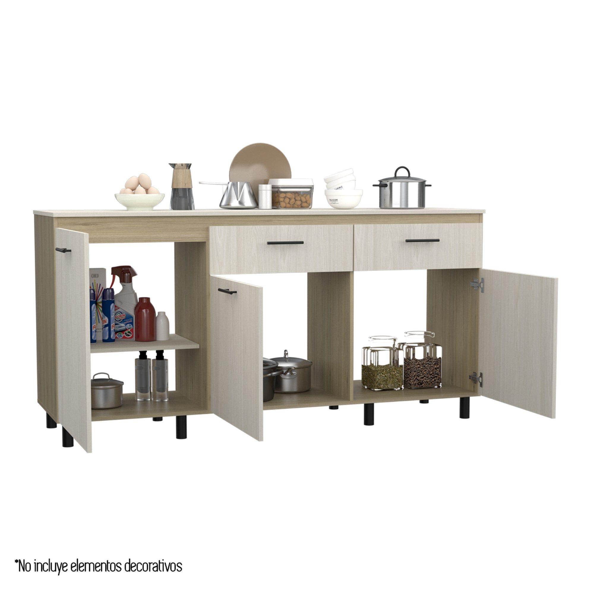 Mueble Base De Cocina 3 Puertas 2 Cajones Fm-003C Café Claro-3