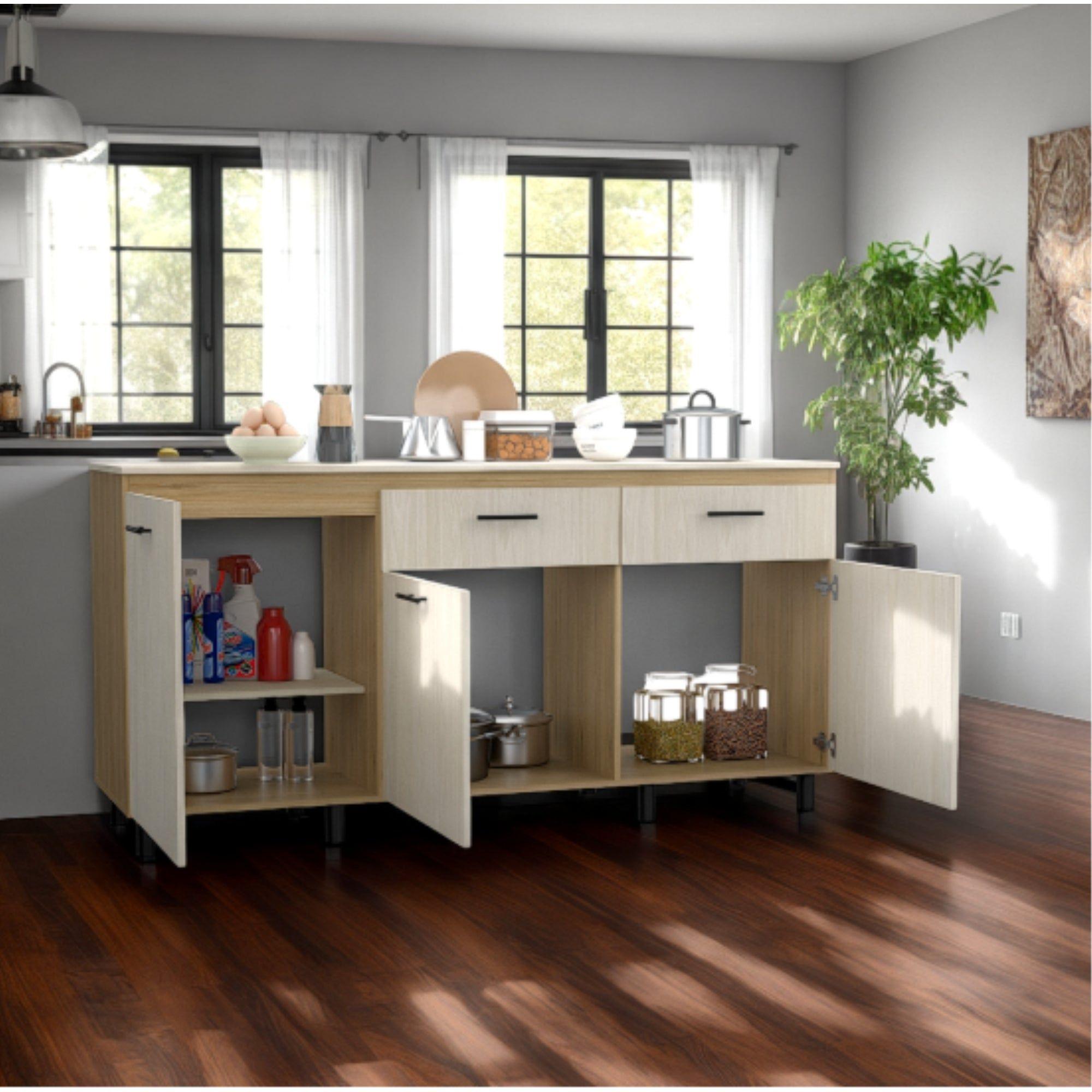 Mueble Base De Cocina 3 Puertas 2 Cajones Fm-003C Café Claro-8