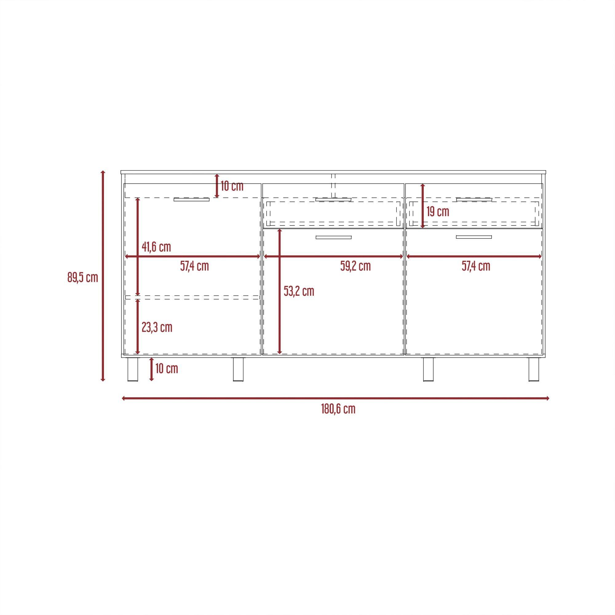 Mueble Base De Cocina 3 Puertas 2 Cajones Fm-003C Café Claro-9
