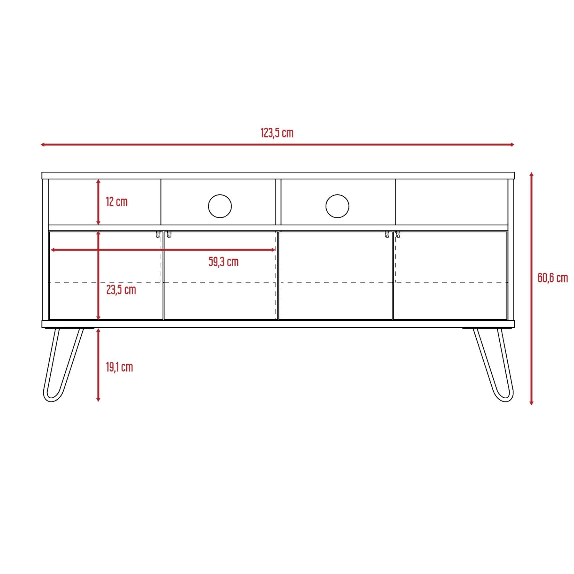 RACK TV  55" CON 2 REPISAS Y 4 PUERTAS CAFÉ CLARO Y GRIS-7