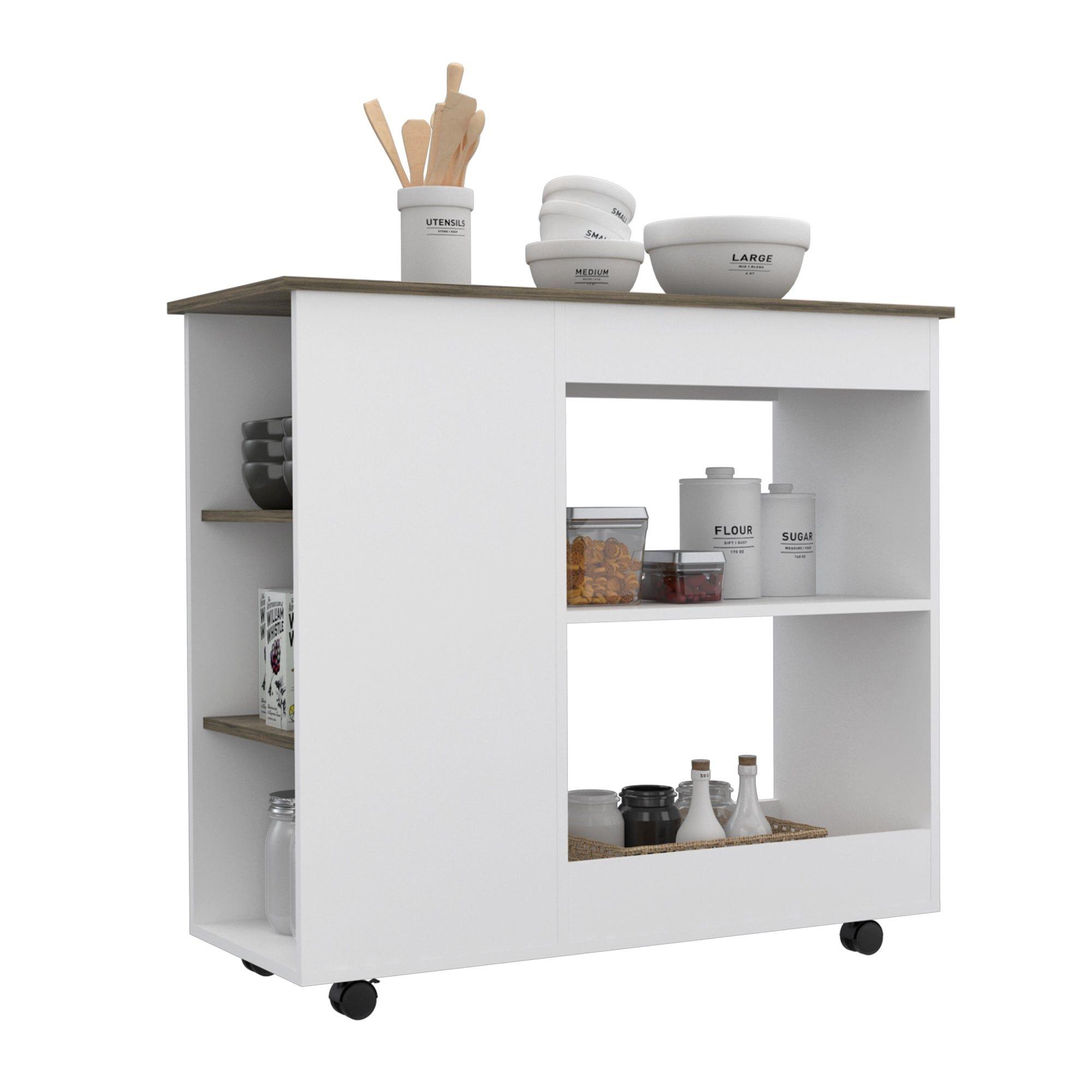 ISLA DE COCINA CON RUEDAS FM-002B BLANCO-2