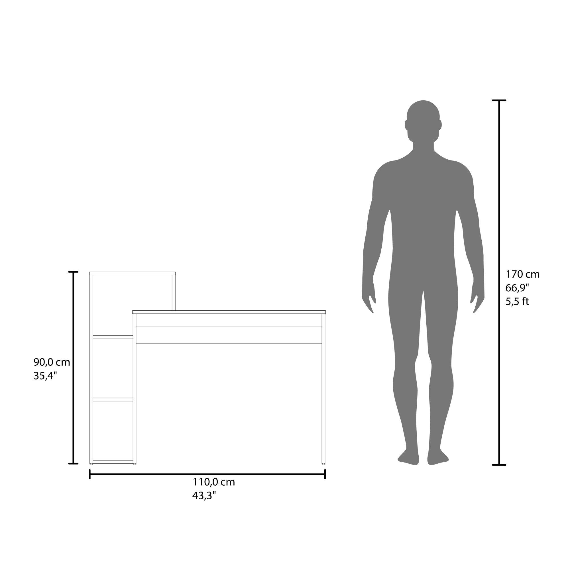 Escritorio Biblioteca 3 Repisas Café Claro Y Negro-6