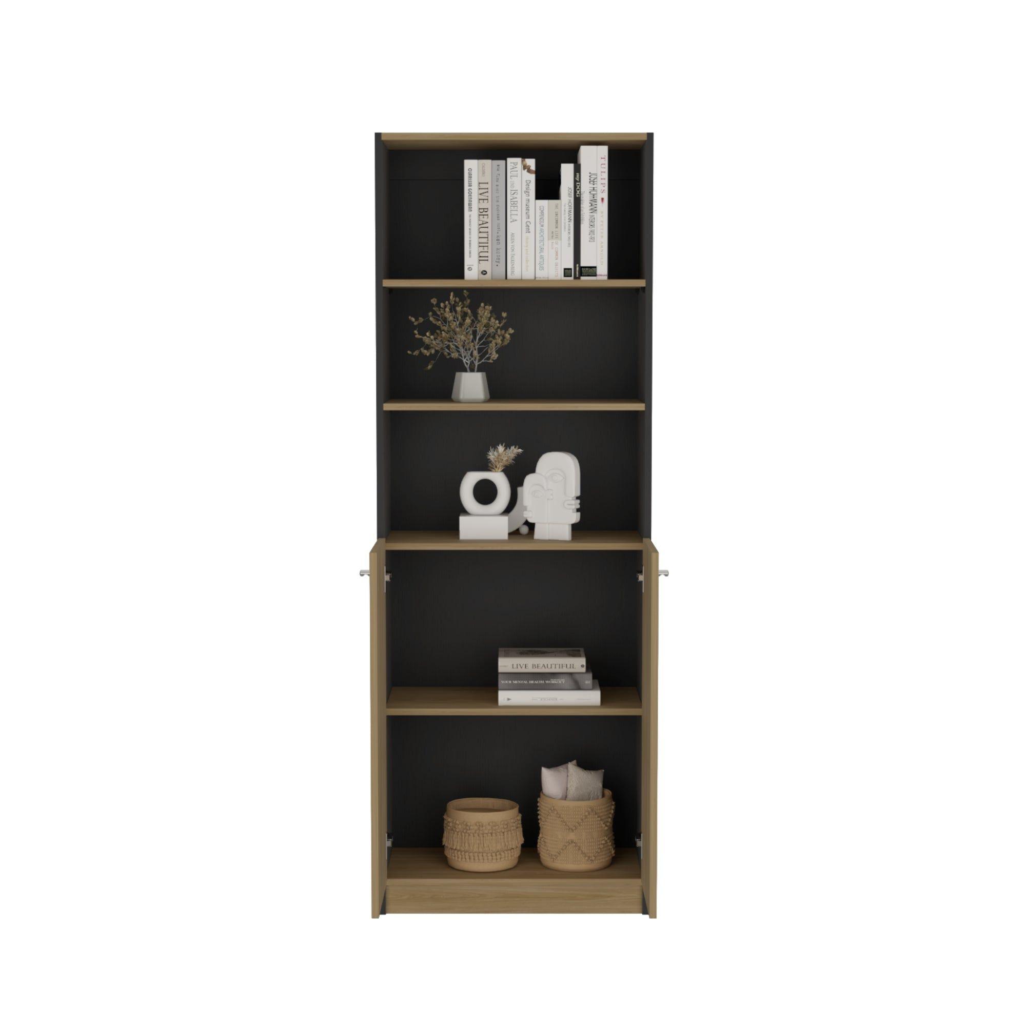 Estante Organizador 2 Puertas 180,6X62,8X29,9 Cm Negro Y Café Claro-3