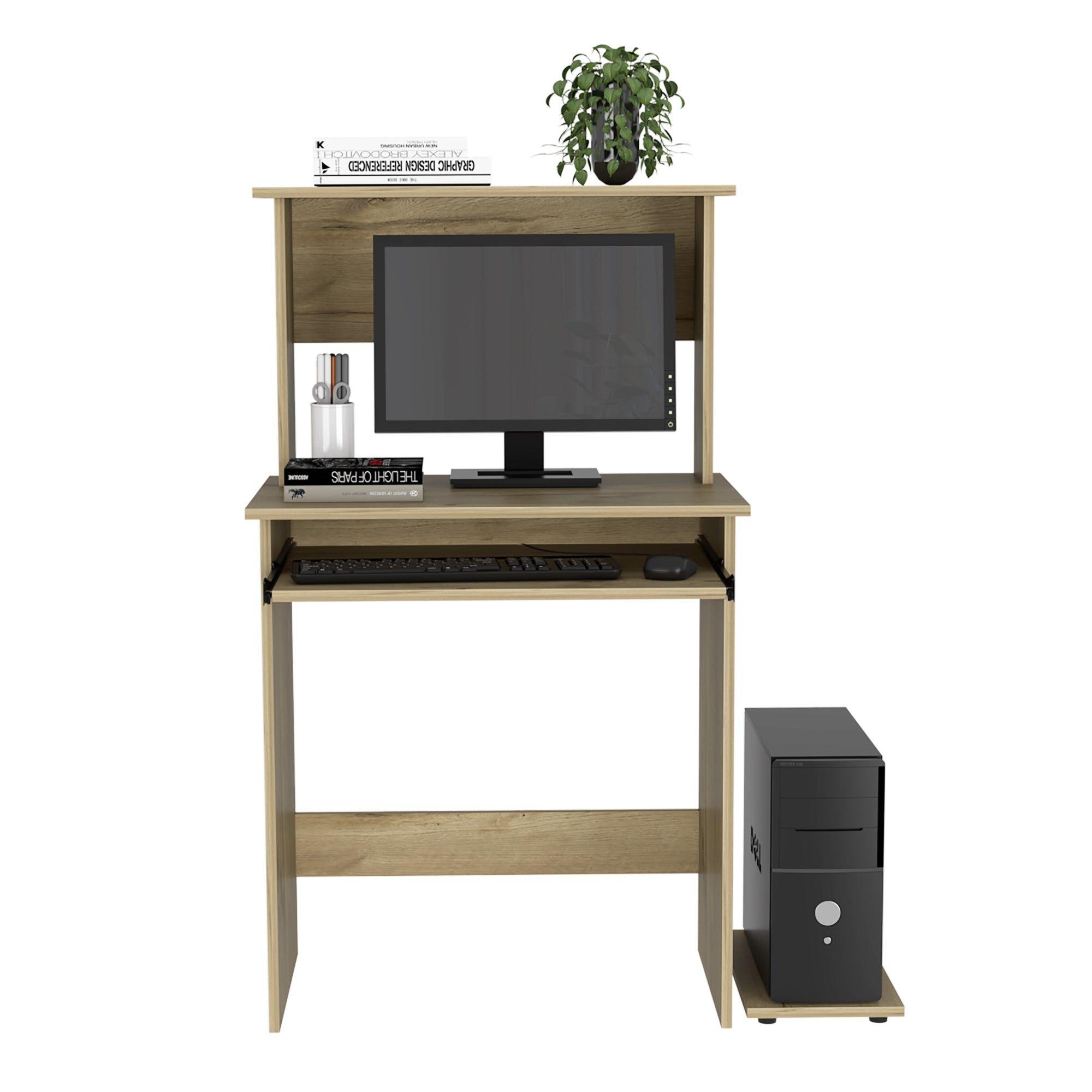 ESCRITORIO CON PORTATECLADO Y BASE PARA CPU FM-065C - CAFÉ CLARO-2