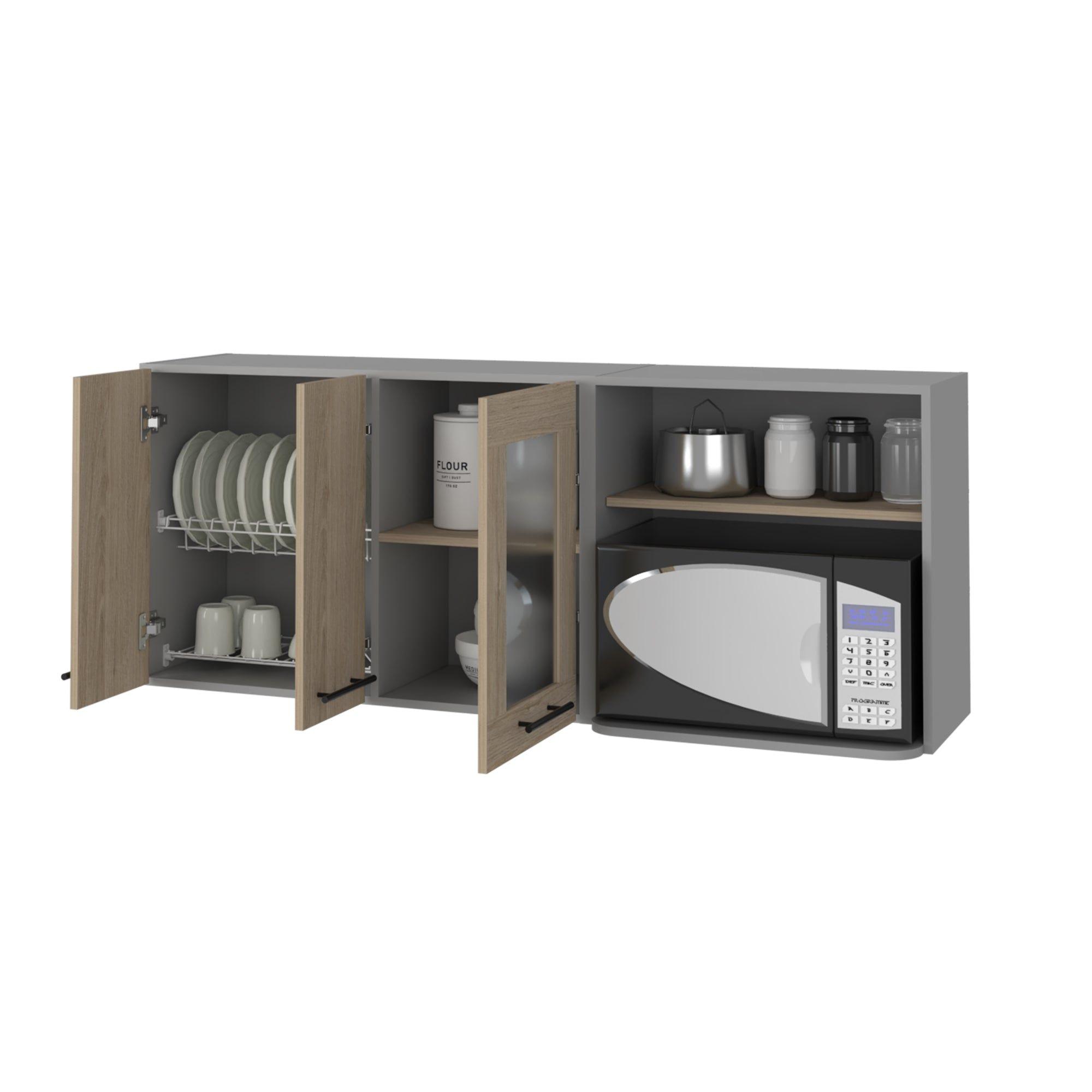 MUEBLE MURAL CON CAPACIDAD PARA MICROONDAS 3 PUERTAS FM-003G GRIS-3