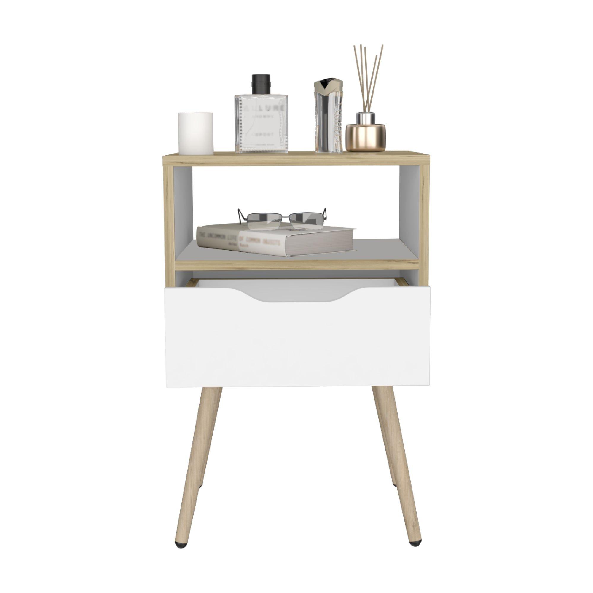 VELADOR 1 CAJON 40X63X35 CM FM-015C - CAFÉ CLARO / BLANCO-2