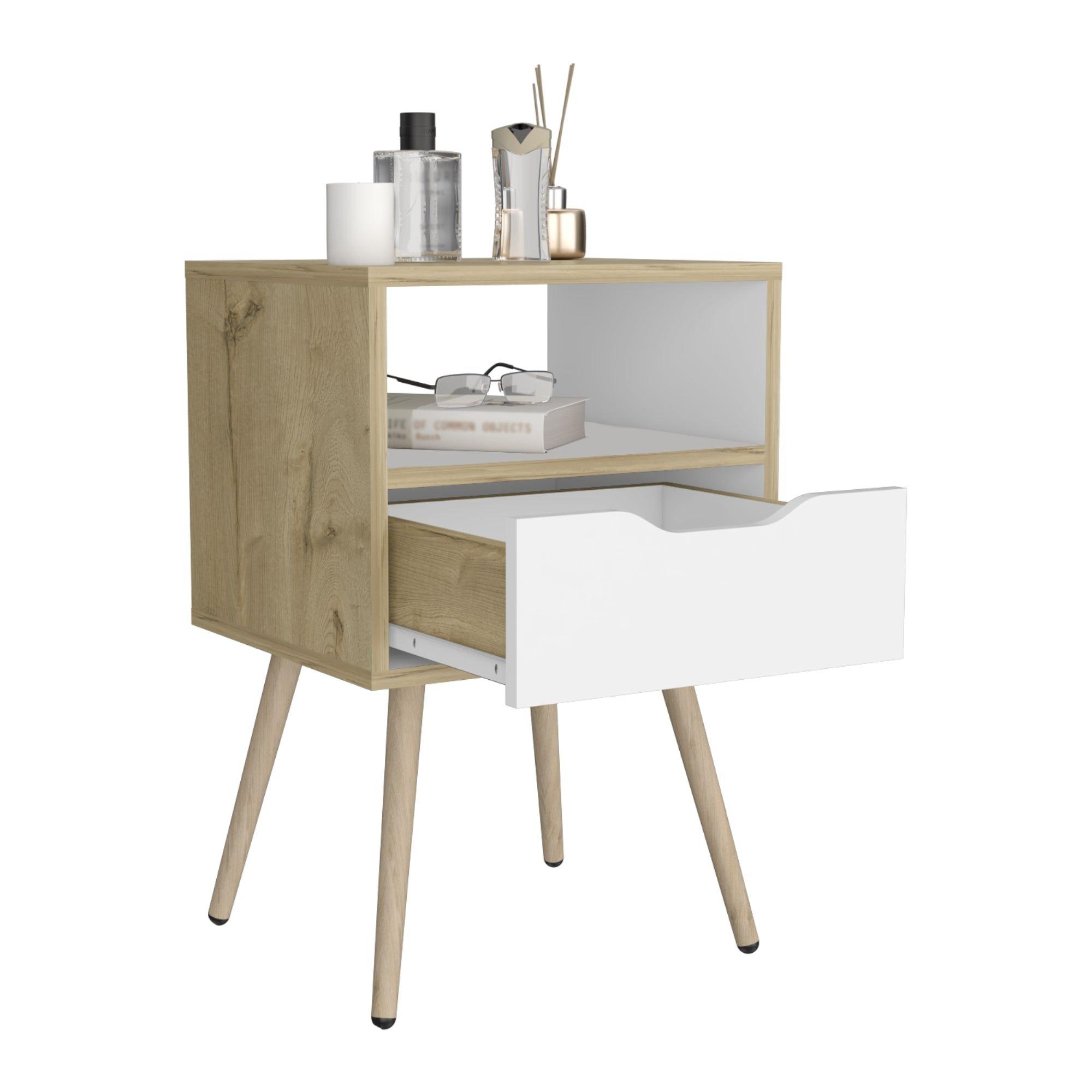 VELADOR 1 CAJON 40X63X35 CM FM-015C - CAFÉ CLARO / BLANCO-3