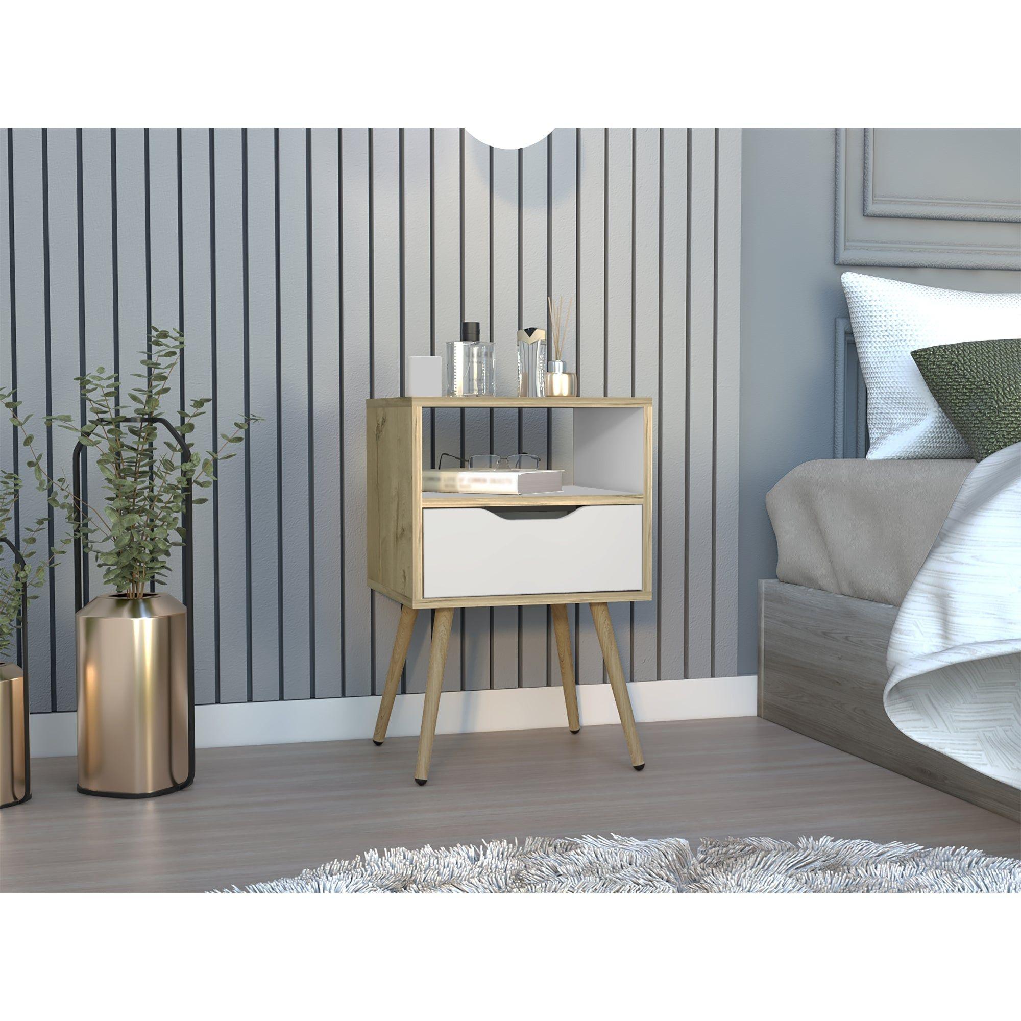 VELADOR 1 CAJON 40X63X35 CM FM-015C - CAFÉ CLARO / BLANCO-4