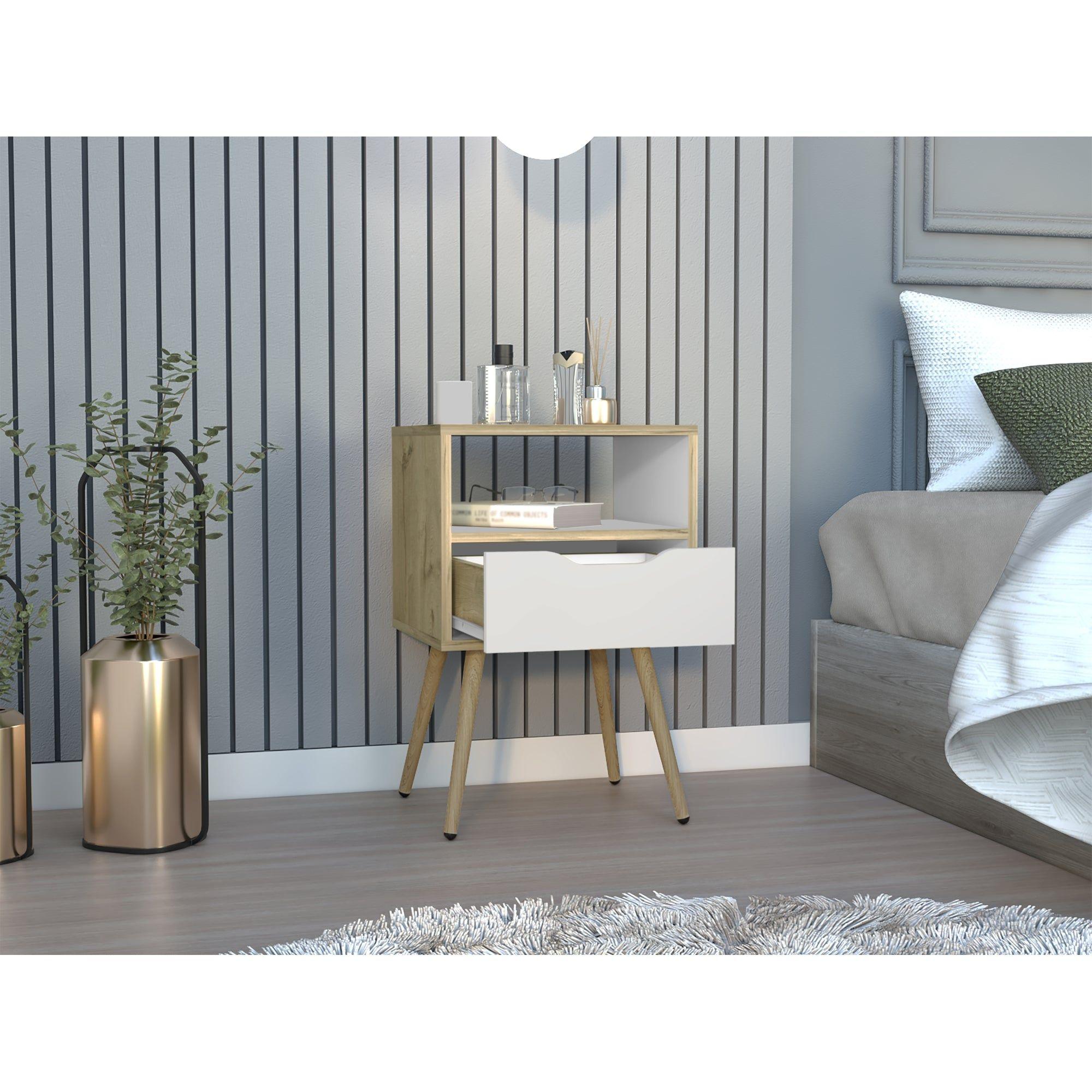 VELADOR 1 CAJON 40X63X35 CM FM-015C - CAFÉ CLARO / BLANCO-5