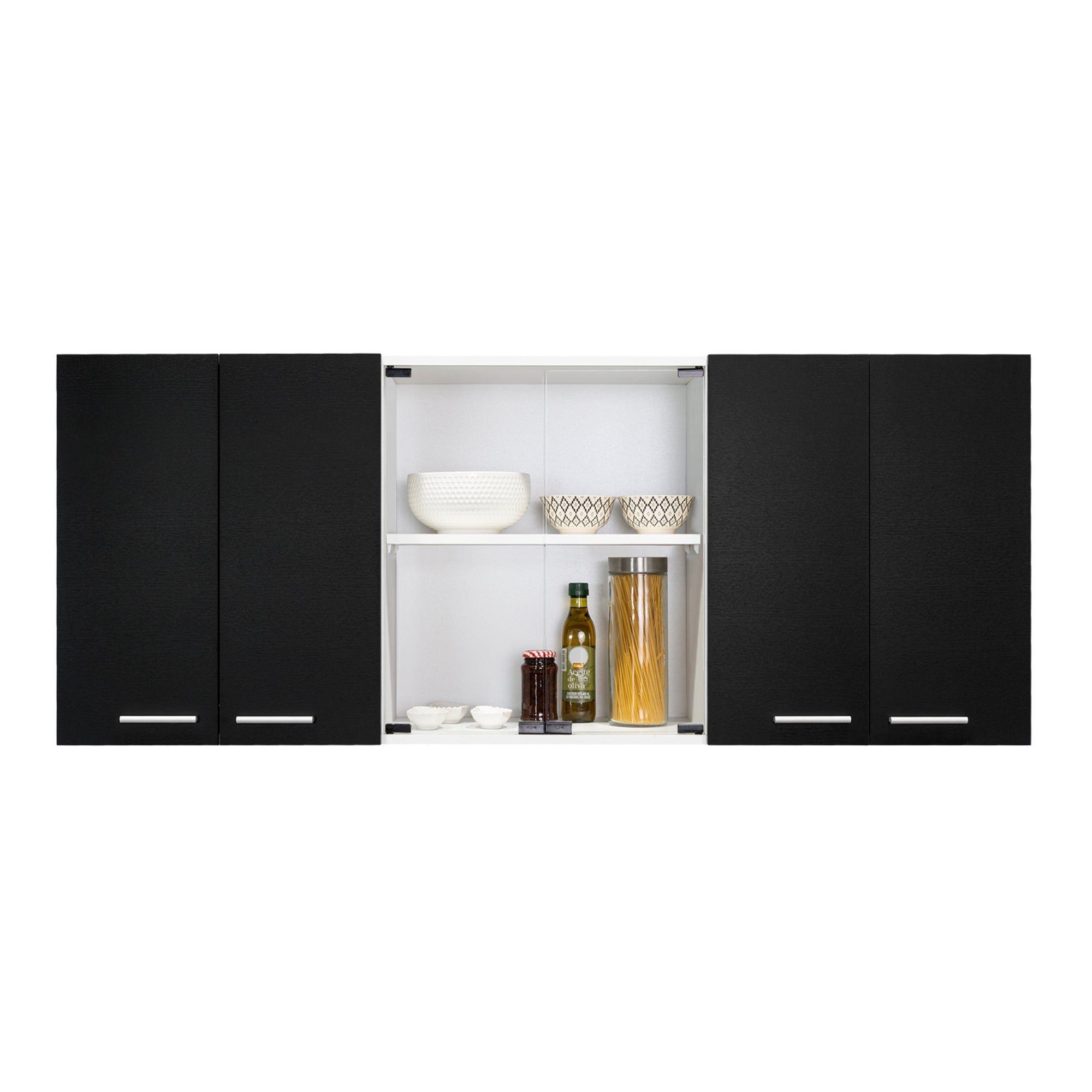 Mueble Superior De Cocina 6 Puertas 150X60X31,5 Cm Negro Y Blanco-3
