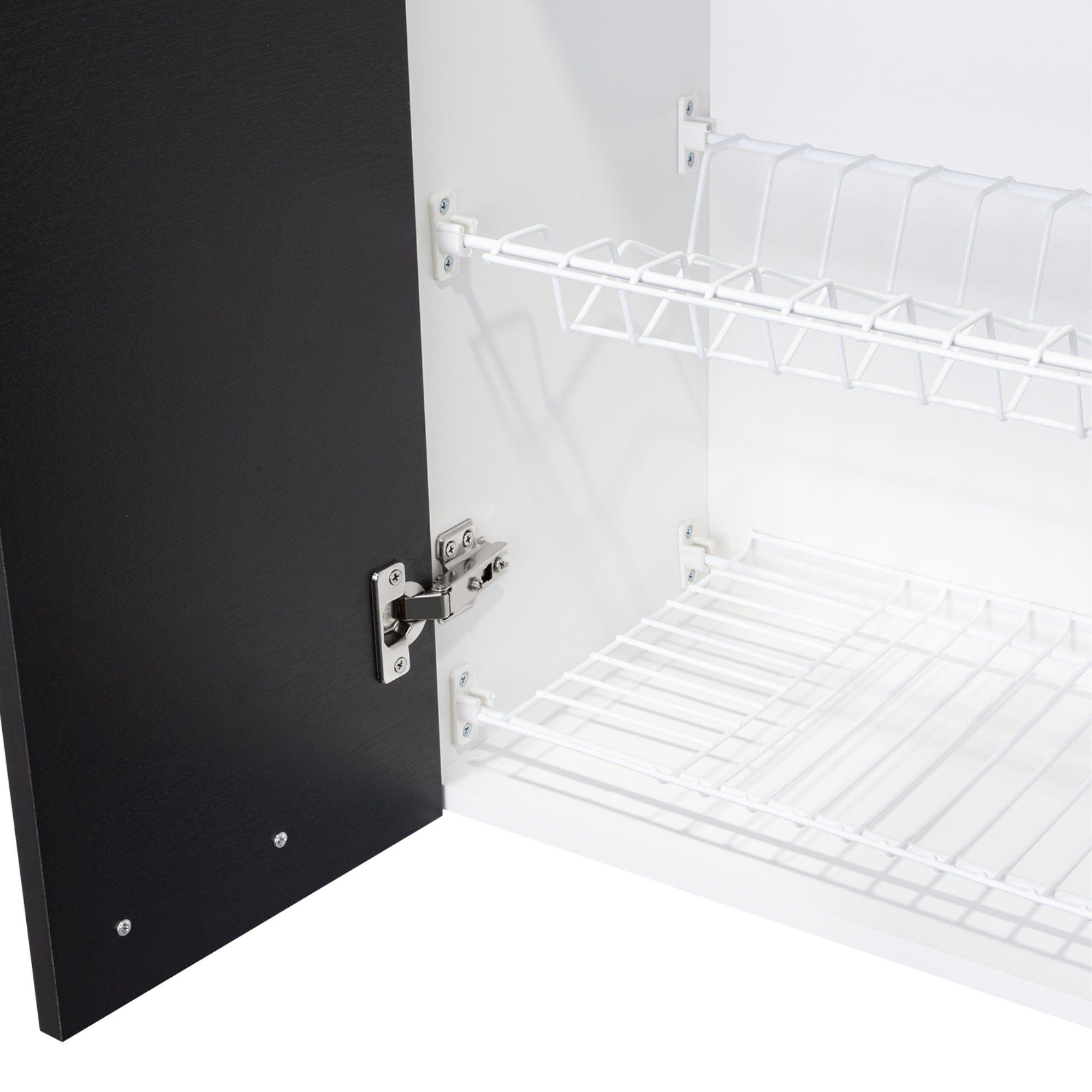 Mueble Superior De Cocina 6 Puertas 150X60X31,5 Cm Negro Y Blanco-6