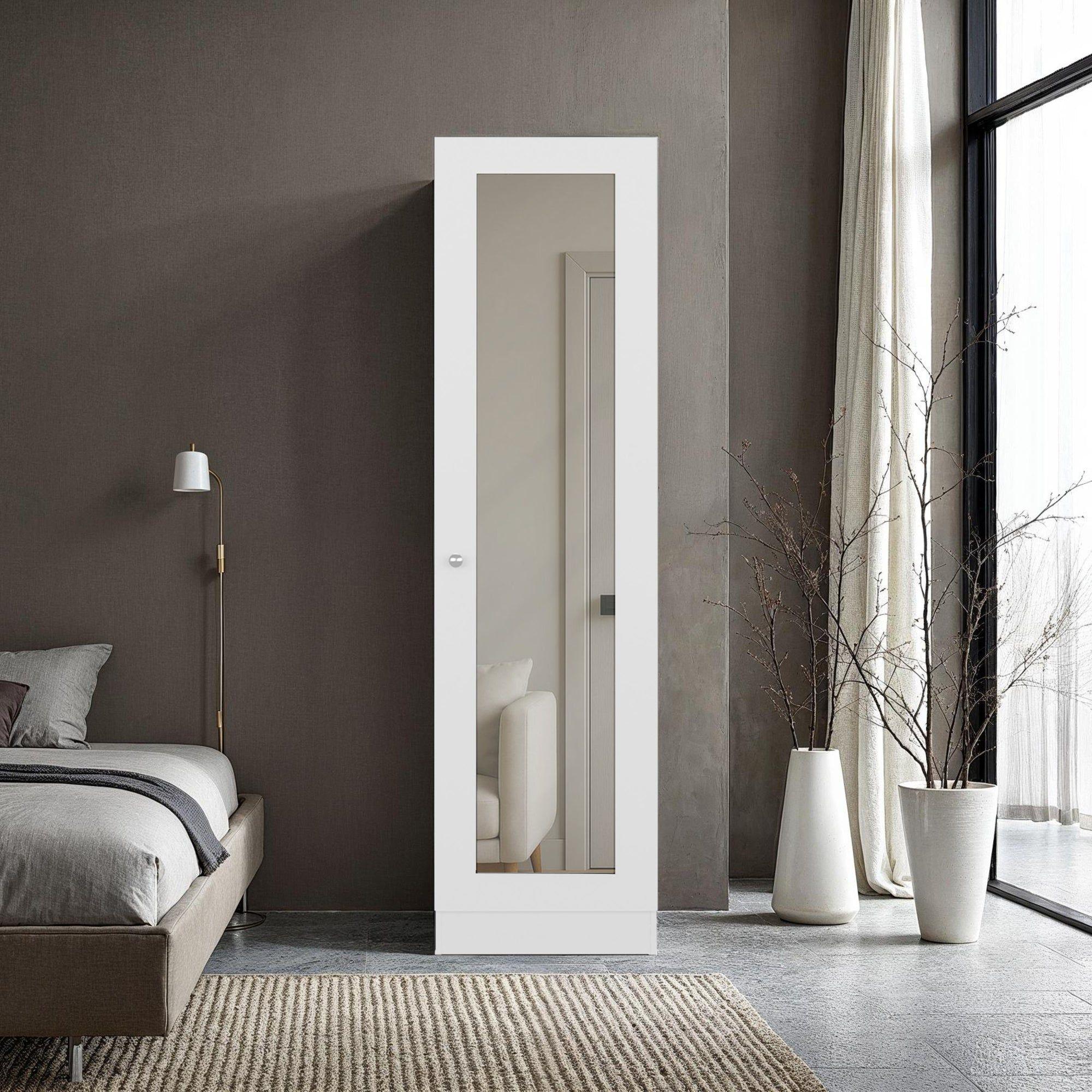 Closet 1 Puerta Con Espejo 180,1x49,1x30,2 Cm Blanco-4