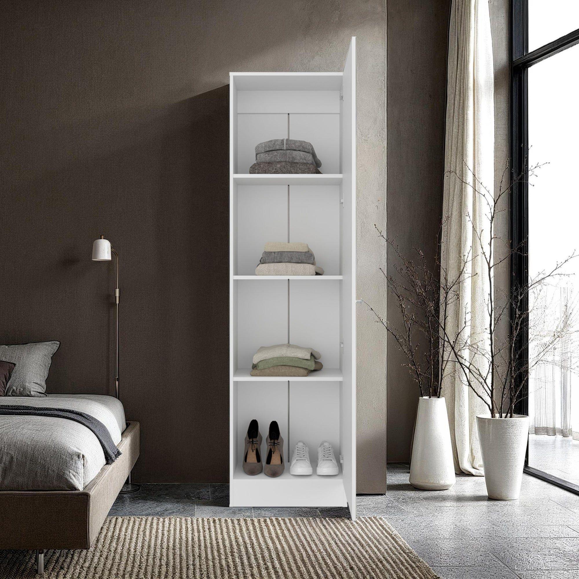 Closet 1 Puerta Con Espejo 180,1x49,1x30,2 Cm Blanco-5