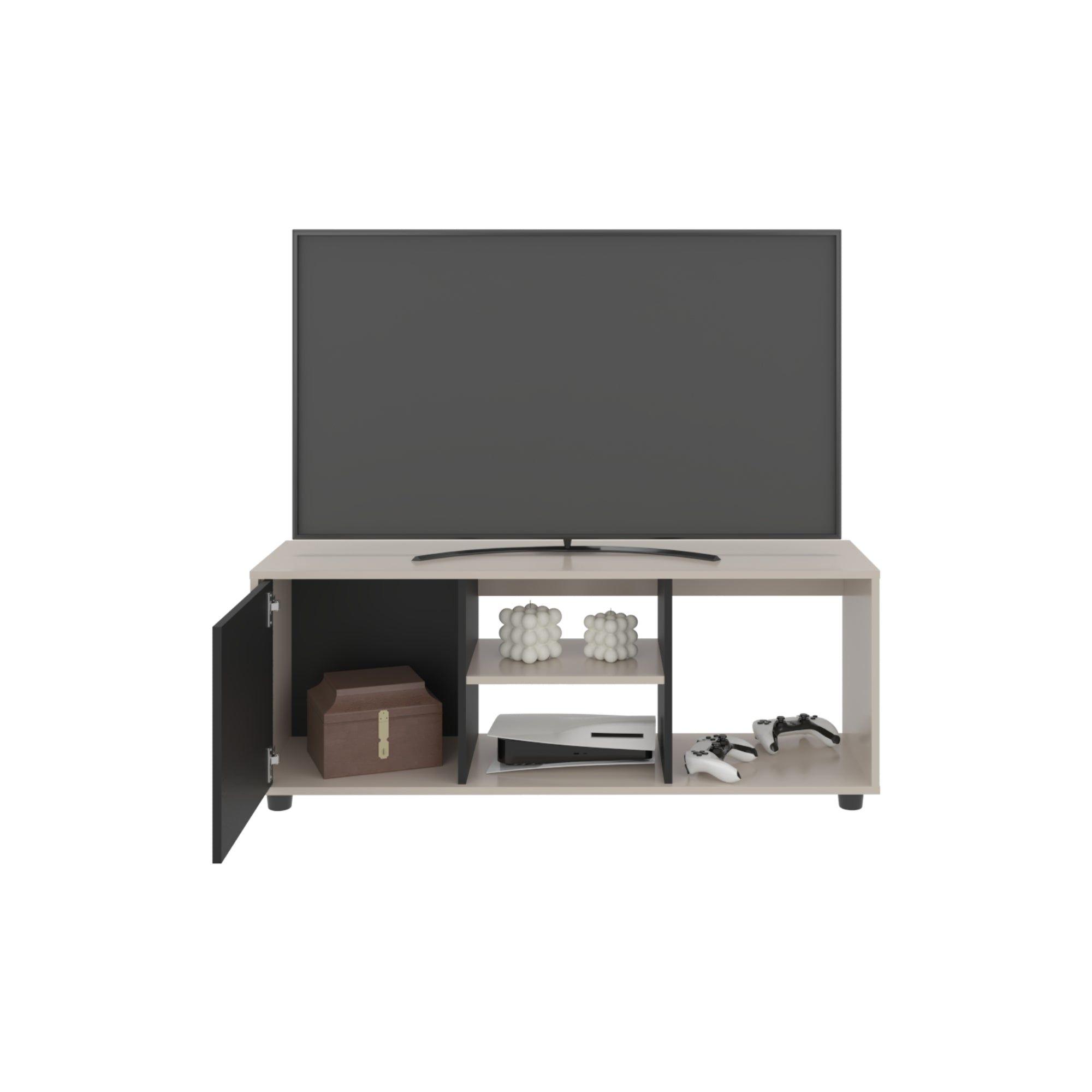 Rack Tv 50" 120,3X34,9X46,7 Beige Y Negro-2
