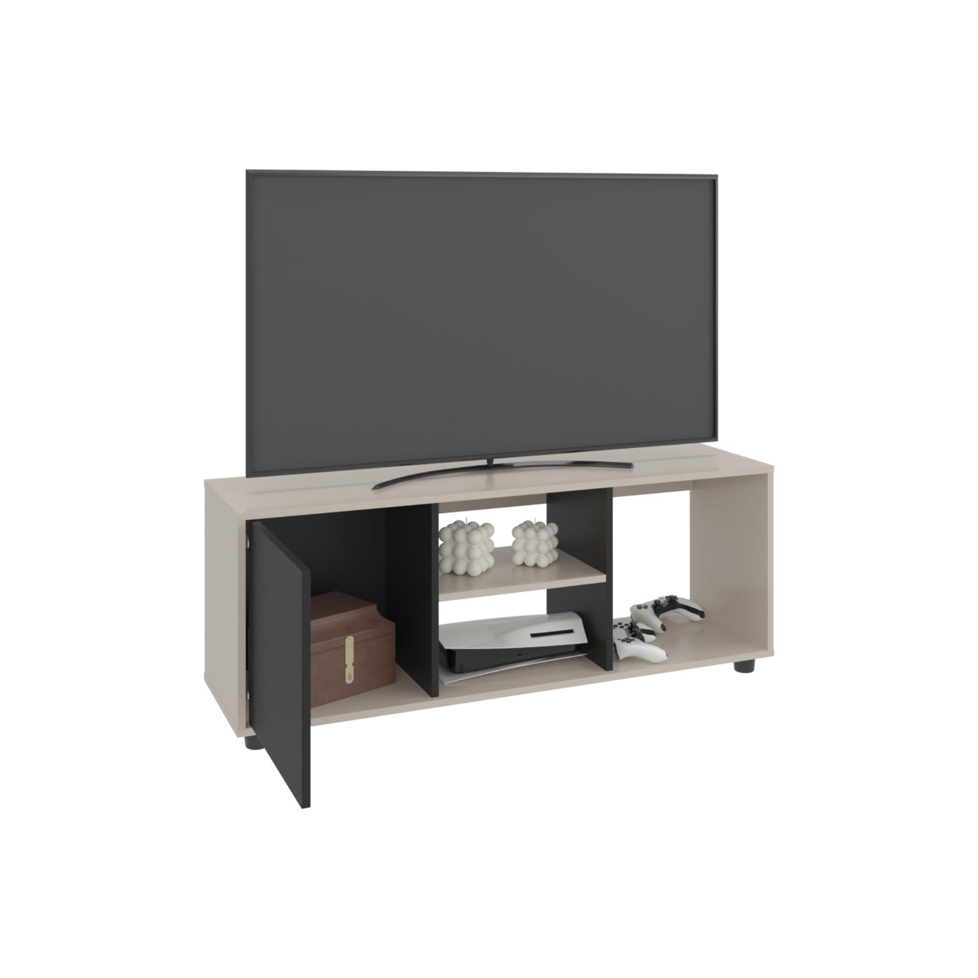 Rack Tv 50" 120,3X34,9X46,7 Beige Y Negro-3