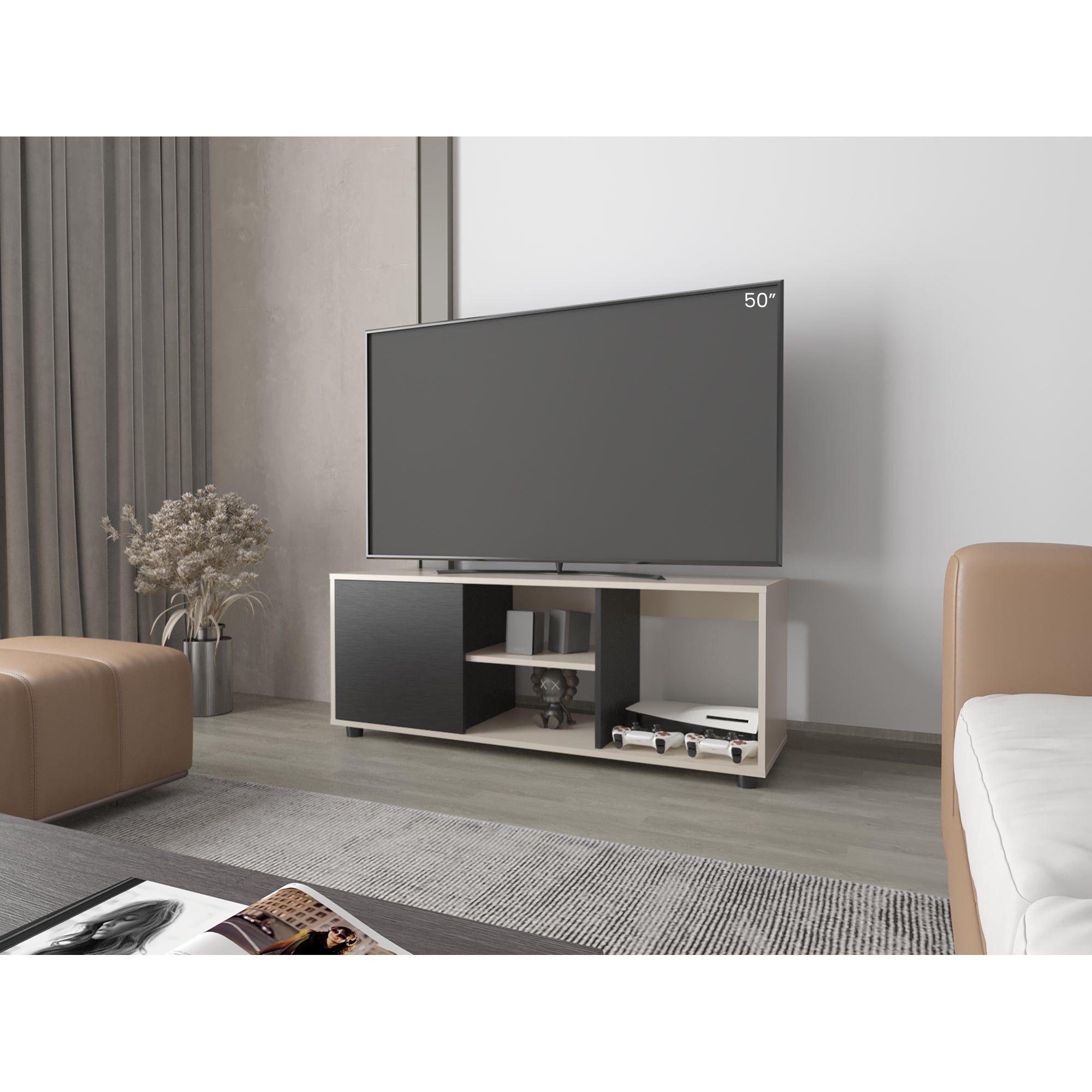 Rack Tv 50" 120,3X34,9X46,7 Beige Y Negro-4