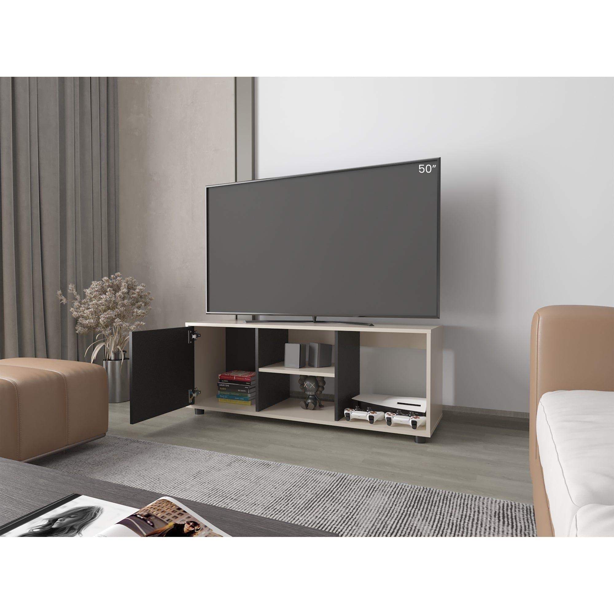 Rack Tv 50" 120,3X34,9X46,7 Beige Y Negro-5