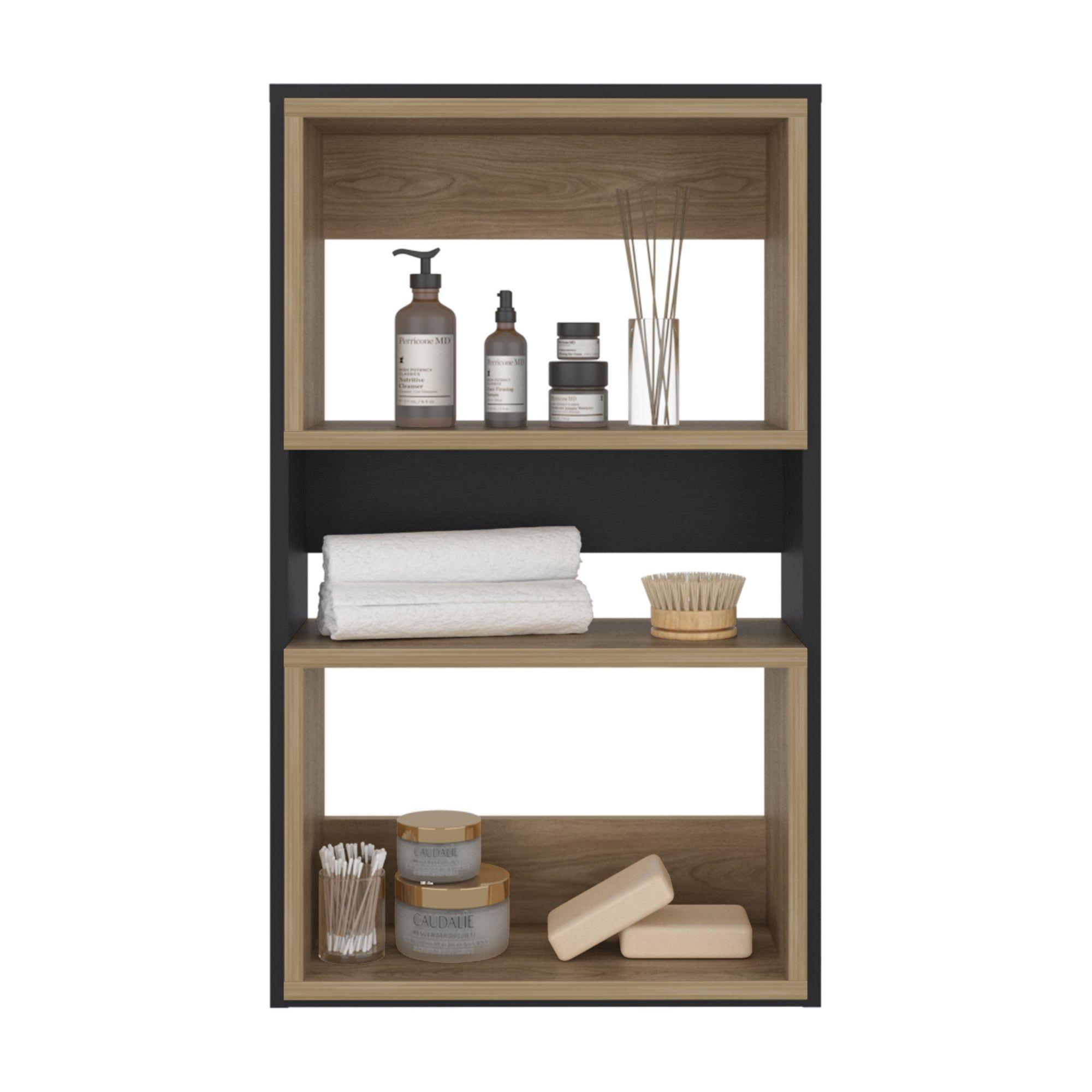 Mueble Auxilar Muro Baño Eco Negro Y Café Claro-2
