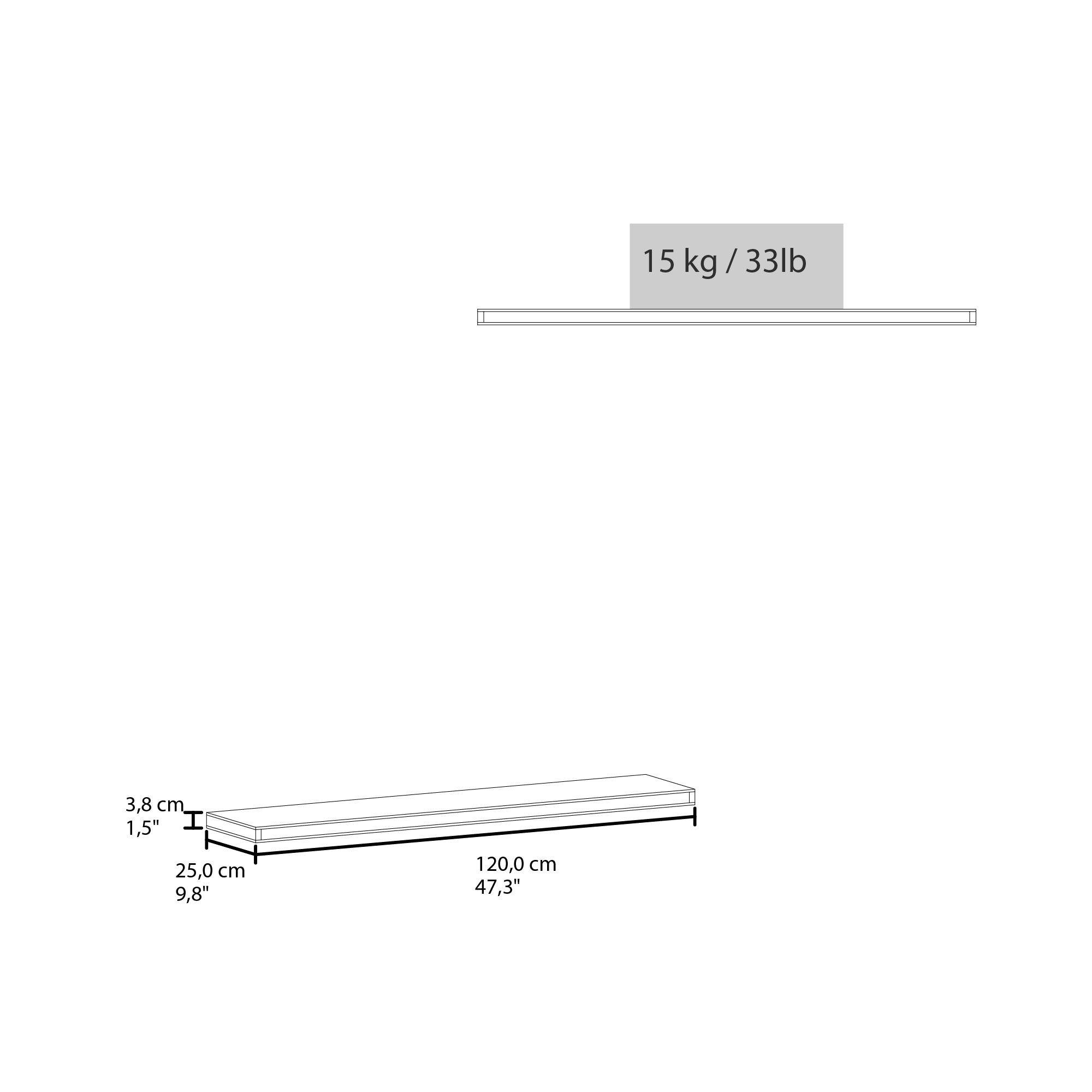 Repisa Flotante 120X25X3,8 Cm Amaretto X1 Unidad-6